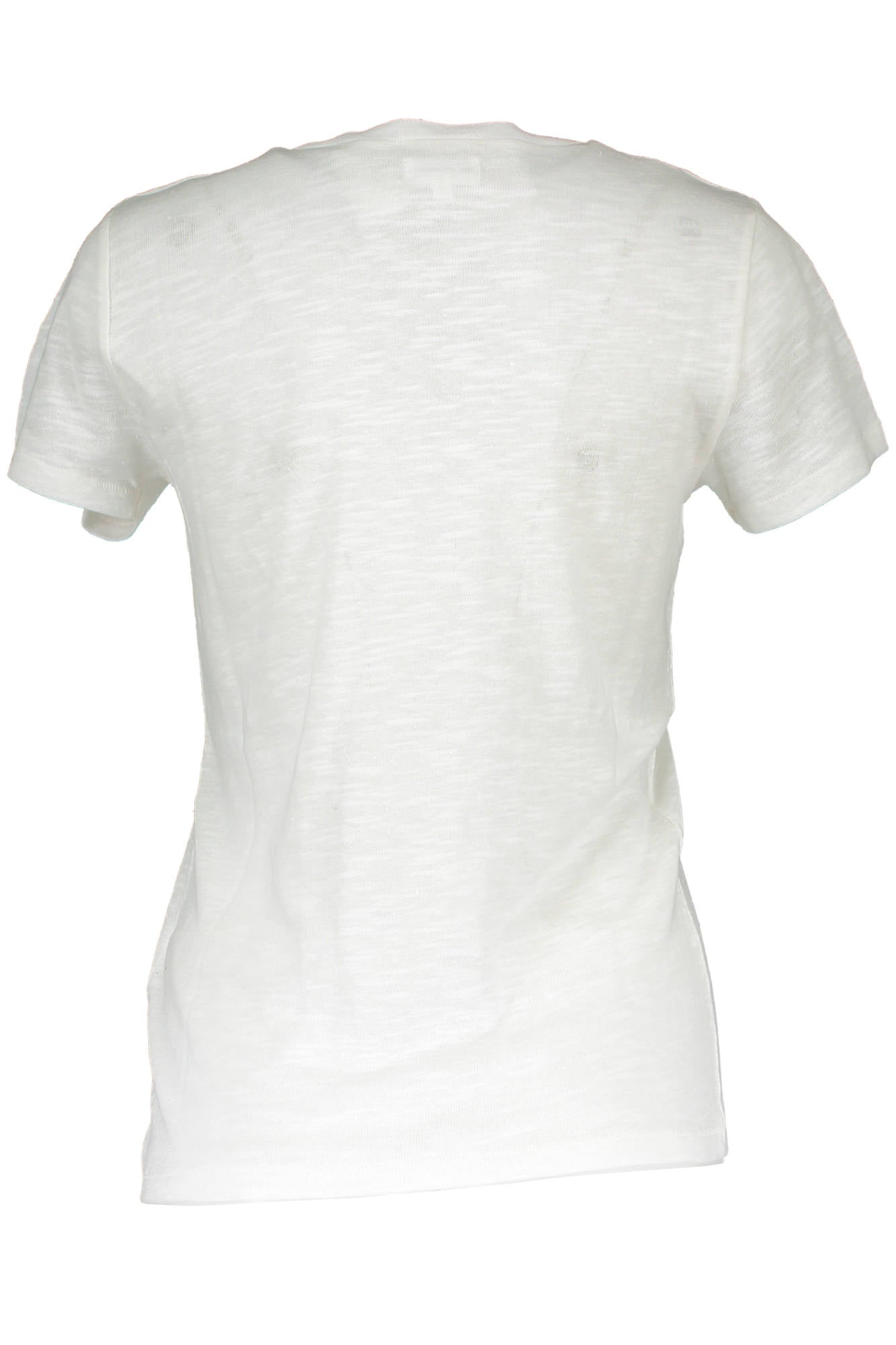 1502409691_BIANCO_110 – Weißes Damen T-Shirt mit V-Ausschnitt und Logo - Kurzarmdesign – Größe: L – Farbe: Bianco