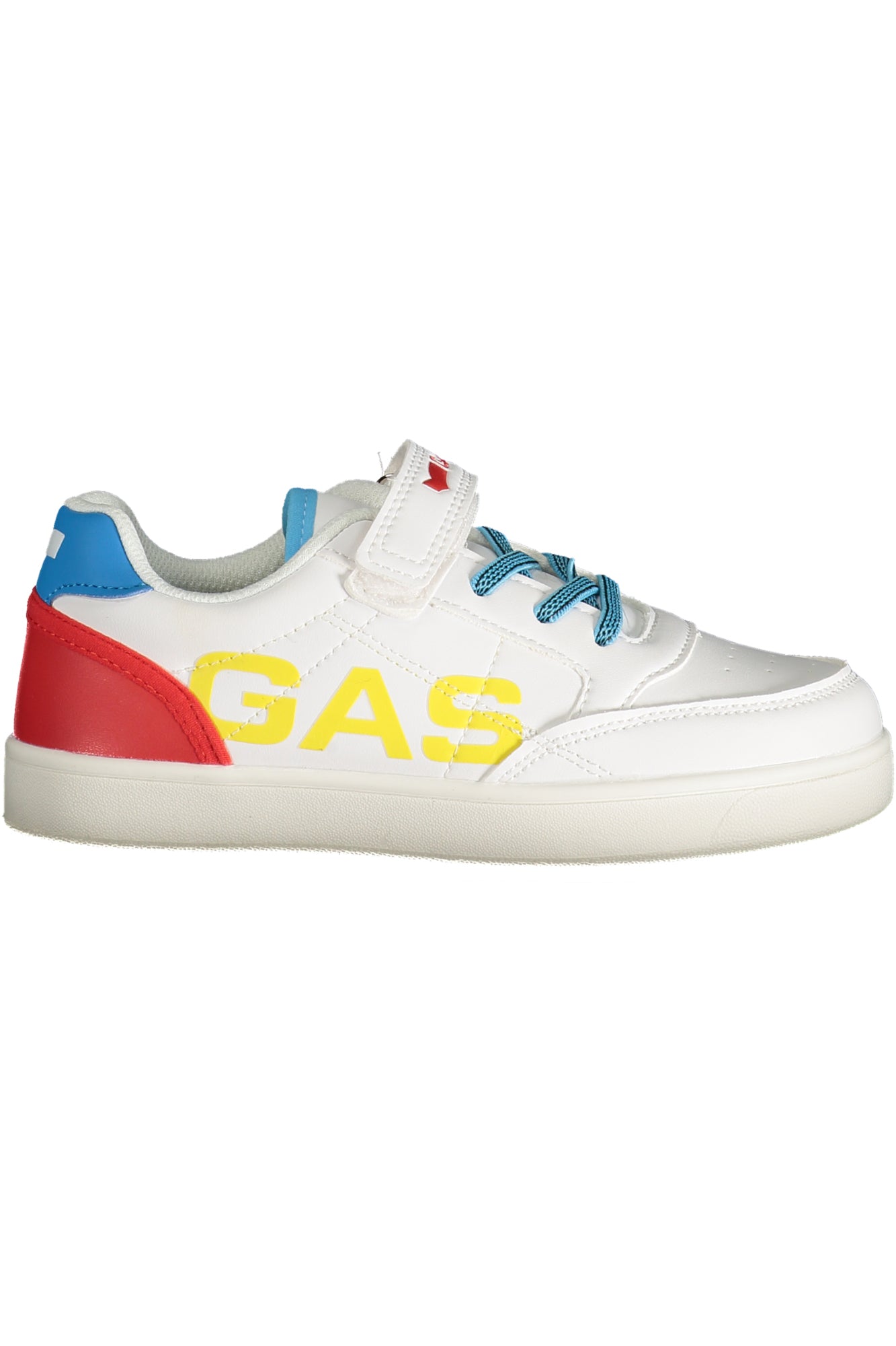 GAK514121_BI3370 – Kinder-Sportschuh weiß: Elastisch, Klettverschluss, bunte Details – Größe: 30, 31, 32, 33, 34, 35 – Farbe: Bianco