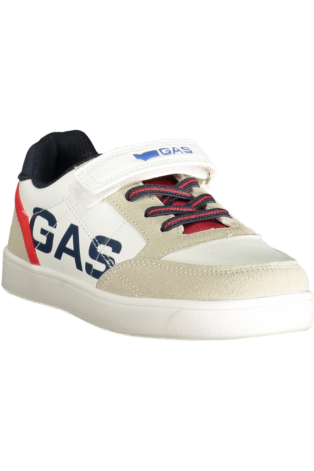 GAK514121_BI0635 – Weißer Kindersportschuh mit Klettverschluss & roten Akzenten – Größe: 30, 31, 32, 33, 35, 34 – Farbe: Bianco