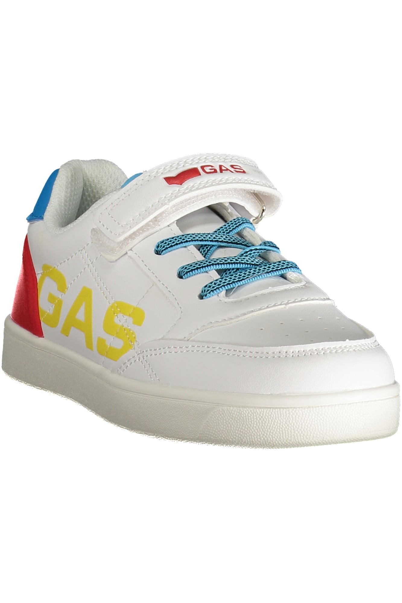 GAK514121_BI3370 – Kinder-Sportschuh weiß: Elastisch, Klettverschluss, bunte Details – Größe: 30, 31, 32, 33, 34, 35 – Farbe: Bianco