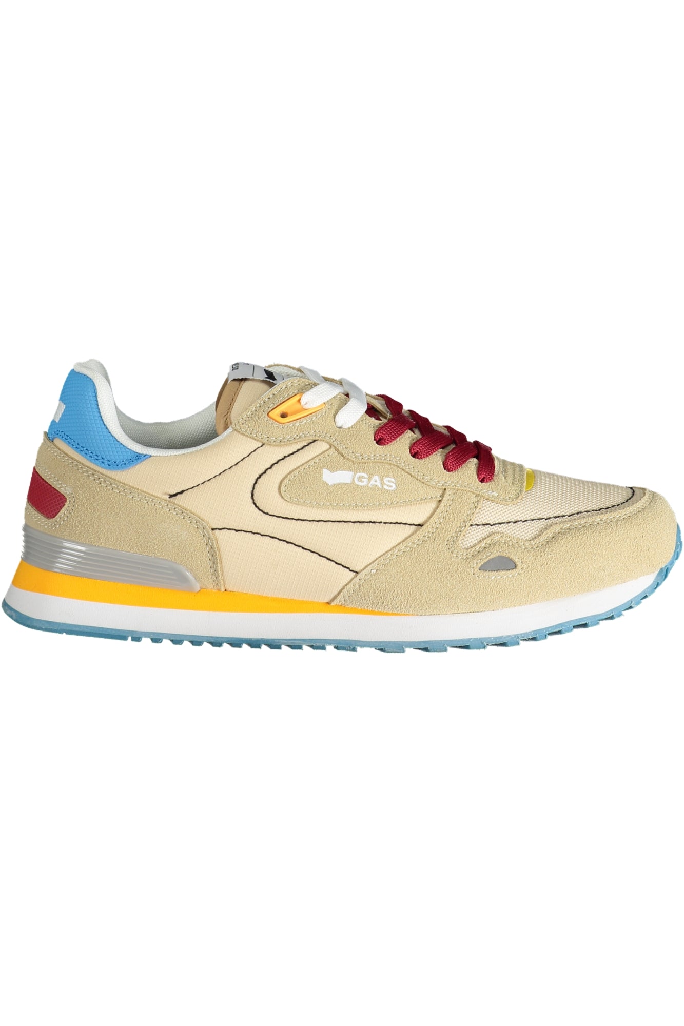 GAM513816_BE2461 – Beige Herrensportschuhe mit blau-bordeaux Details und Druckdesign – Größe: 40, 41, 42, 43, 44, 45 – Farbe: Beige