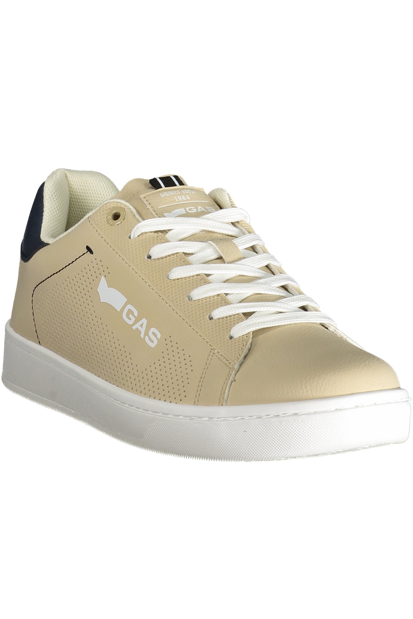 GAM514117_BE0253 – Beiger Herrensportschuh mit blauen Kontrasten und Print-Details – Größe: 40, 41, 42, 43, 44, 45 – Farbe: Beige
