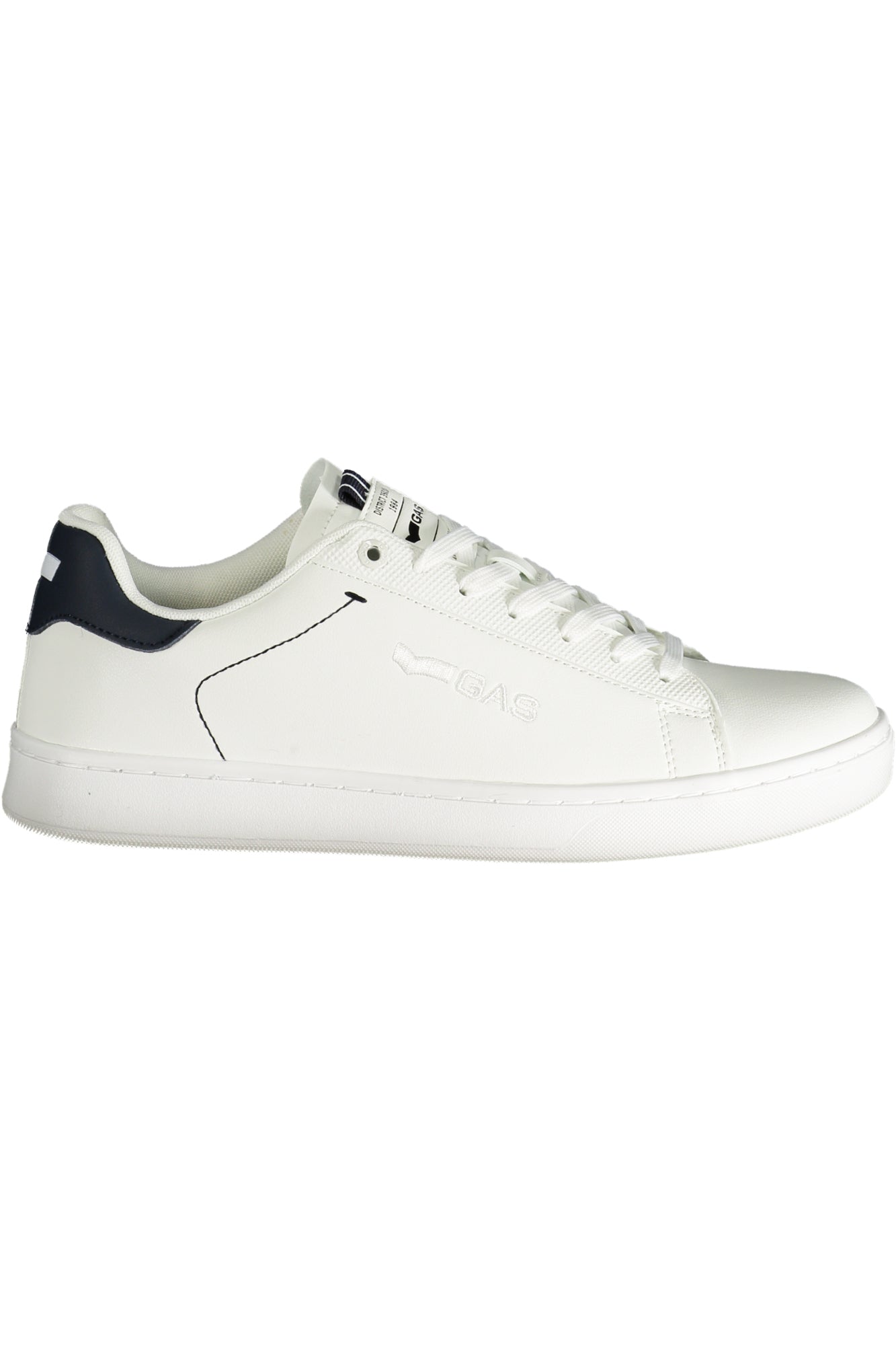 GAM514115_BI3690 – Weißer Herrensportschuh mit blauen Kontrastdetails und Logo-Print – Größe: 44, 45, 42 – Farbe: Bianco
