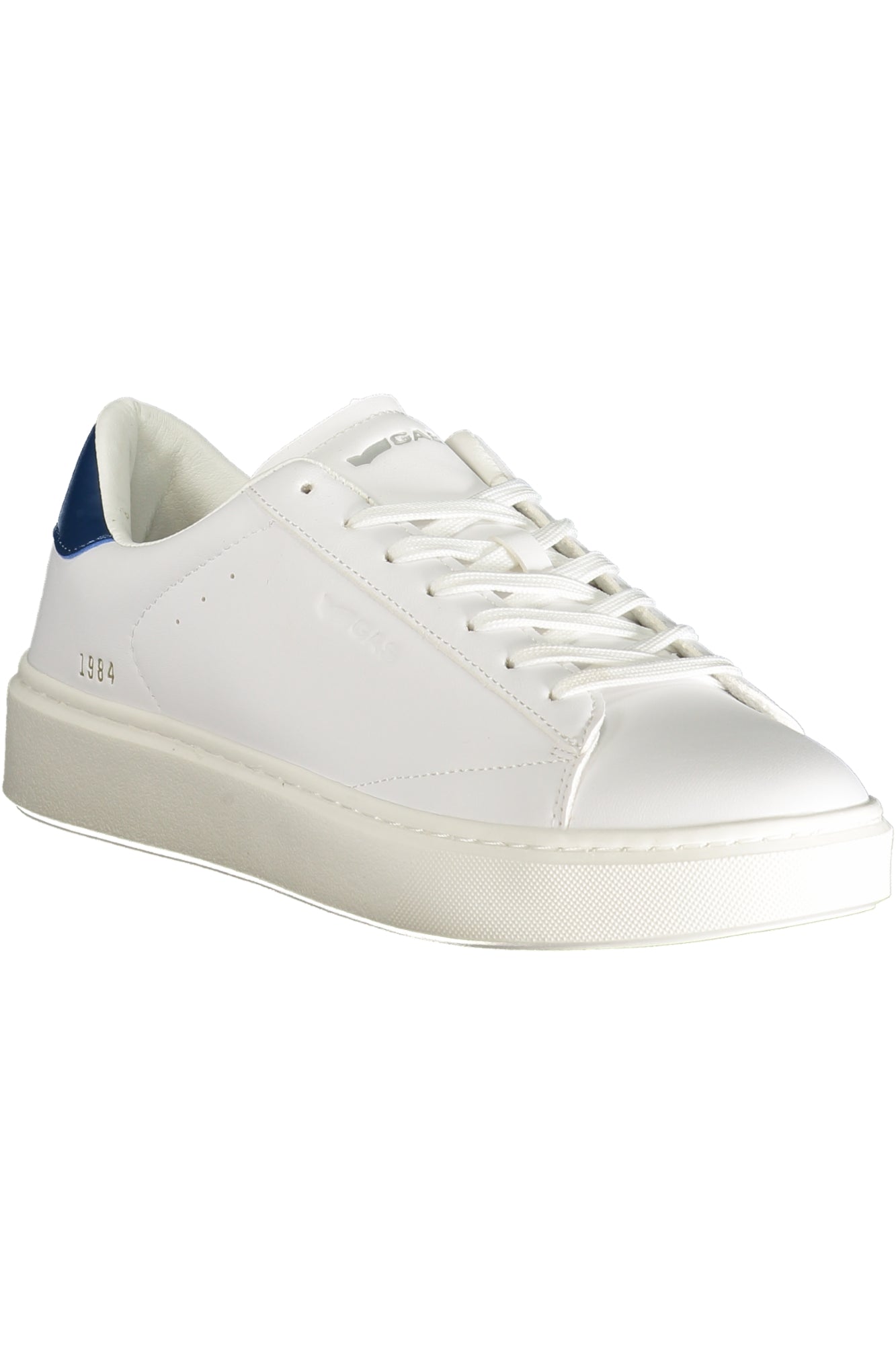 GAM514505_BI0122 – Weißer Herrensneaker mit blauen Akzenten und Printdetails – Größe: 43, 45, 42, 44, 40 – Farbe: Bianco