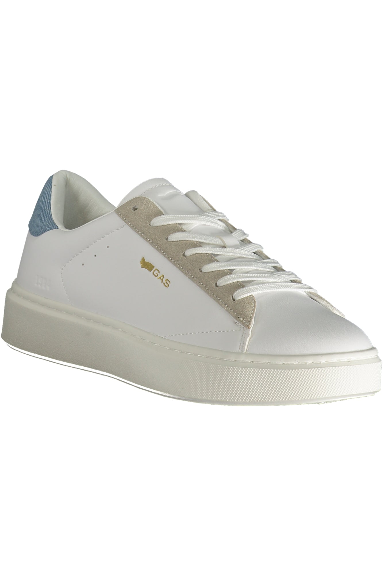 GAM514506_BI0257 – Stylischer weißer Herrensneaker mit Kontrastdetails in Hellblau – Größe: 40 – Farbe: Bianco