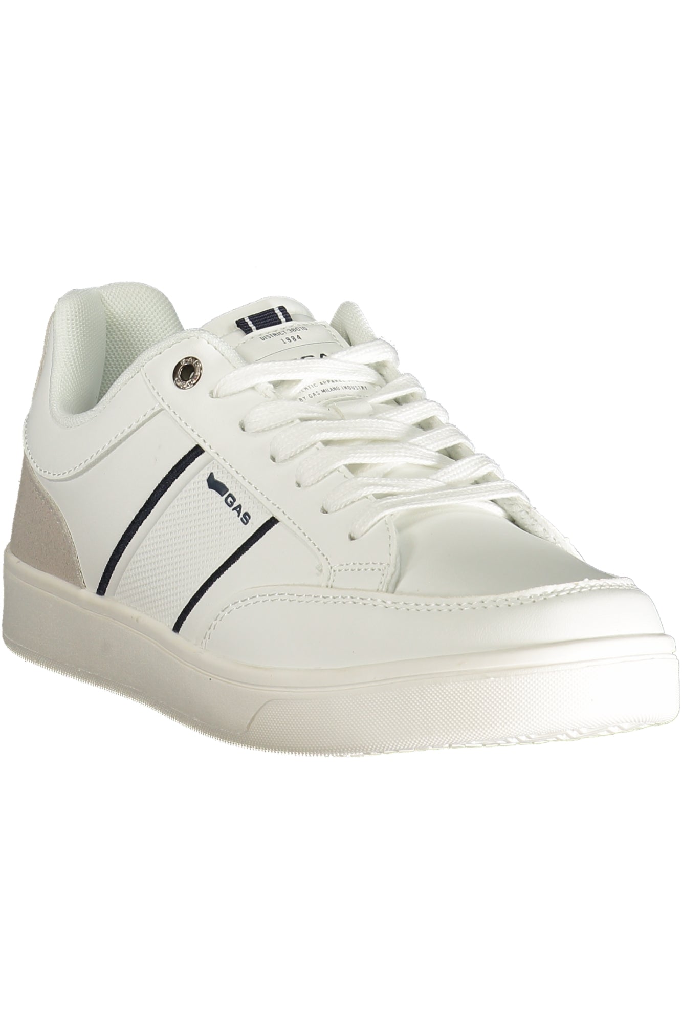 GAM514145_BI3690 – Weißer Herrensportschuh mit grauen Details und Schnürsenkeln. – Größe: 40, 41, 42, 43, 44, 45, 46 – Farbe: Bianco