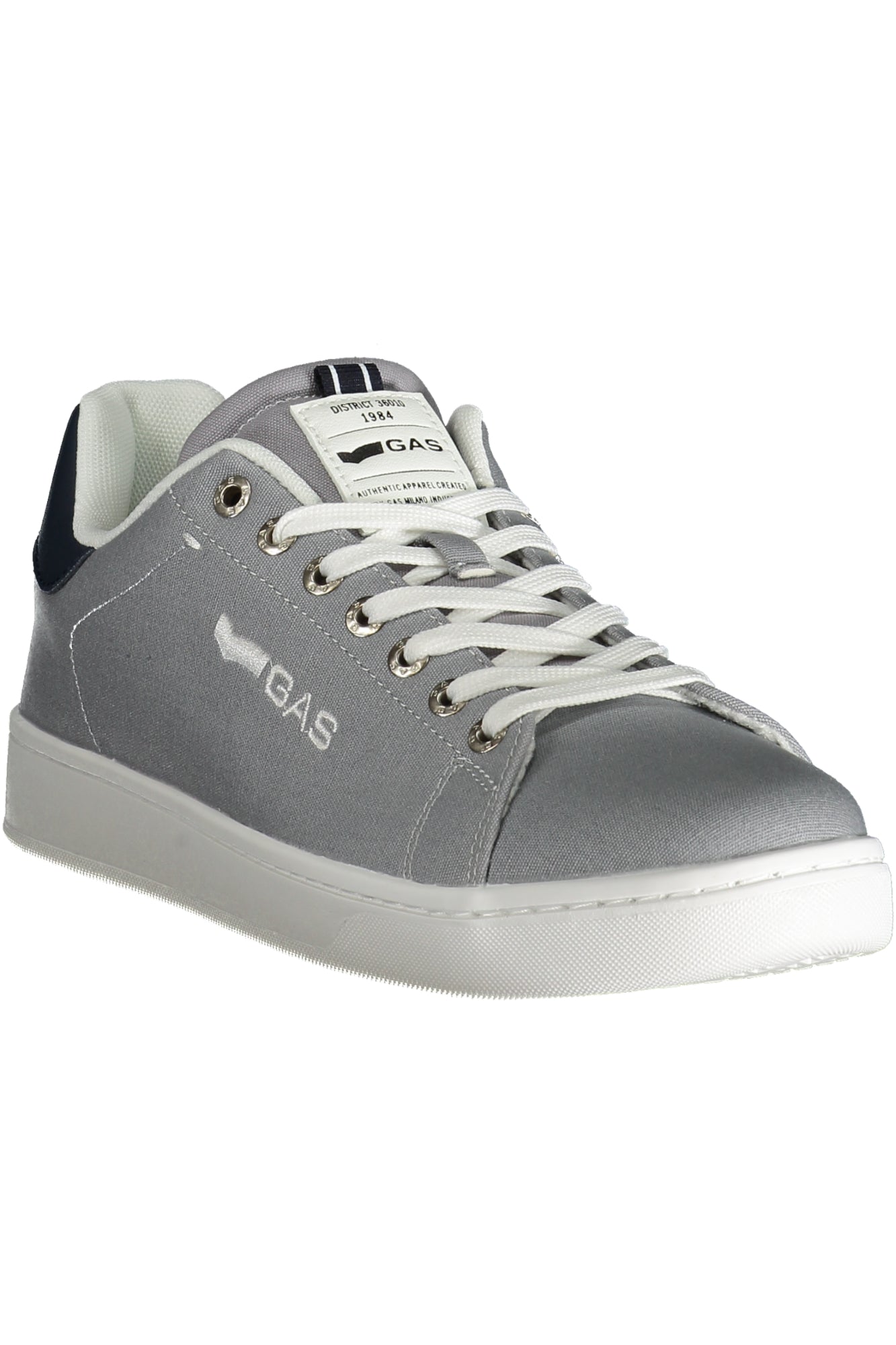 GAM514116_GR3577 – Sportlicher grauer Herrenschuh mit blauen Details und Stickerei – Größe: 41, 42, 43, 44, 40, 45 – Farbe: Grigio