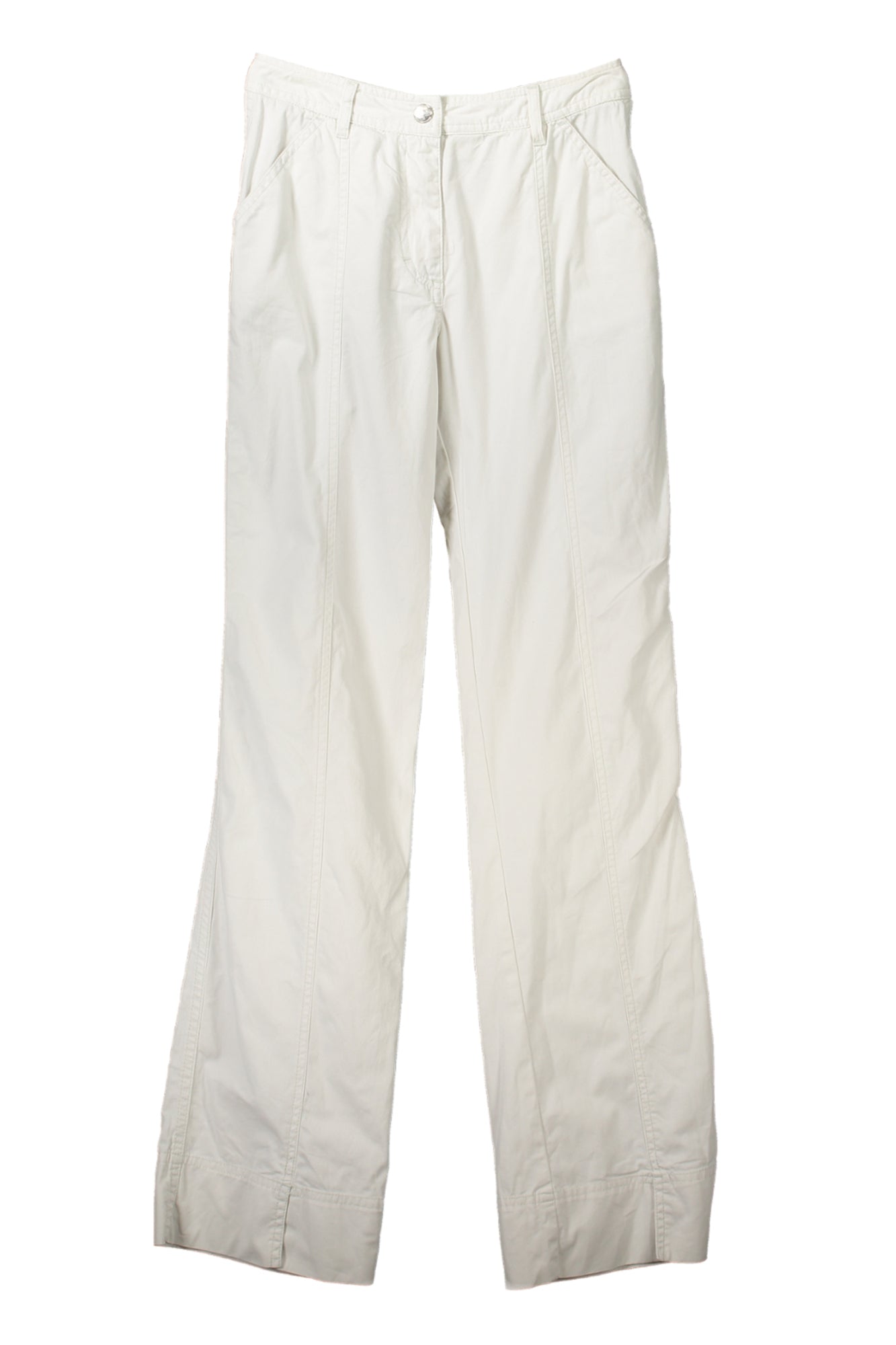 MUSTER_E071C7C_BIANCO0001 – Weißer Damenhose mit 3 Taschen, Knopf, Reißverschluss und Logo – Größe: 27 – Farbe: Bianco