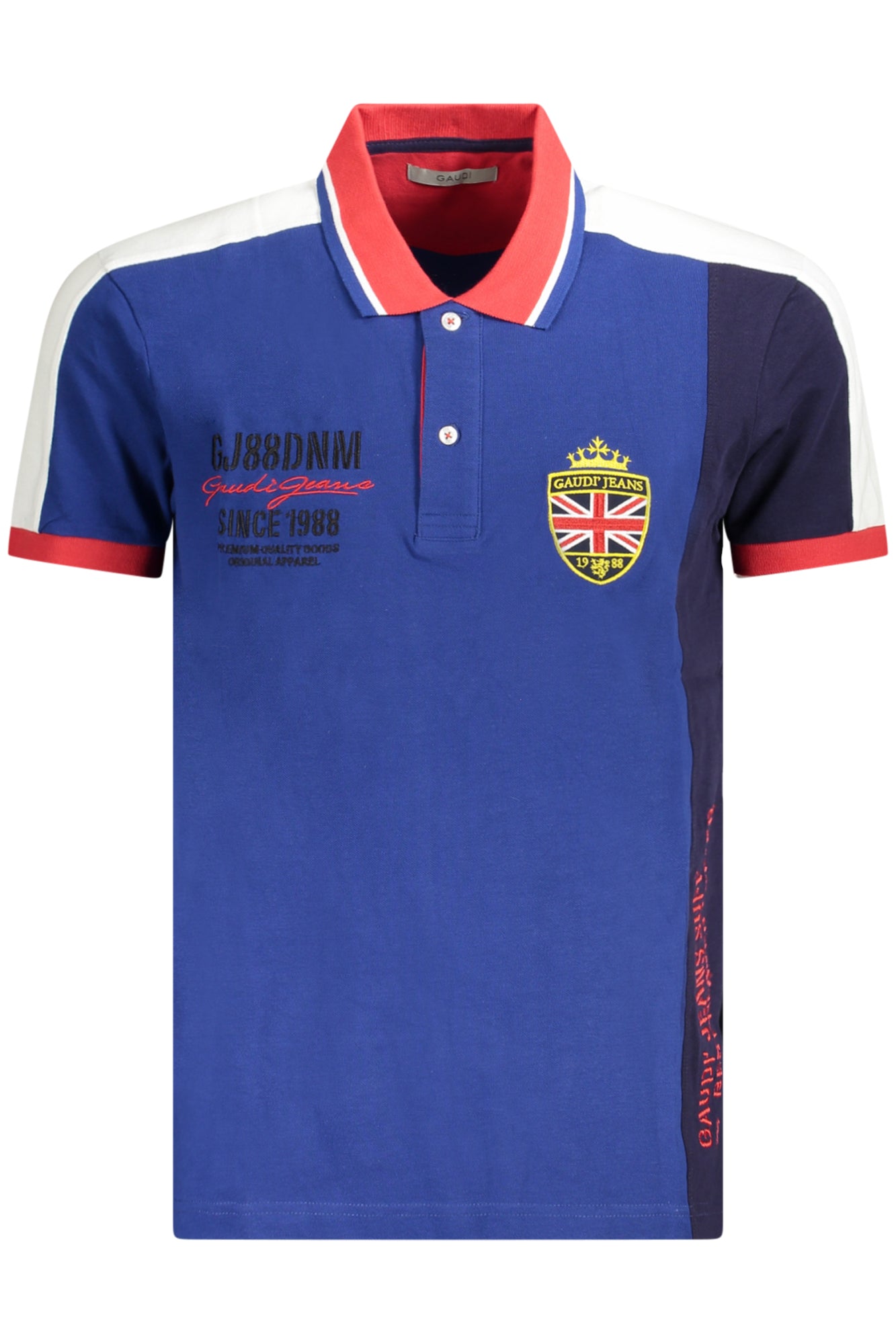 811OU64029_BL03 – Herren Poloshirt Blau: Kontraste, 2 Knöpfe, Stickerei-Details – Größe: L – Farbe: Blu