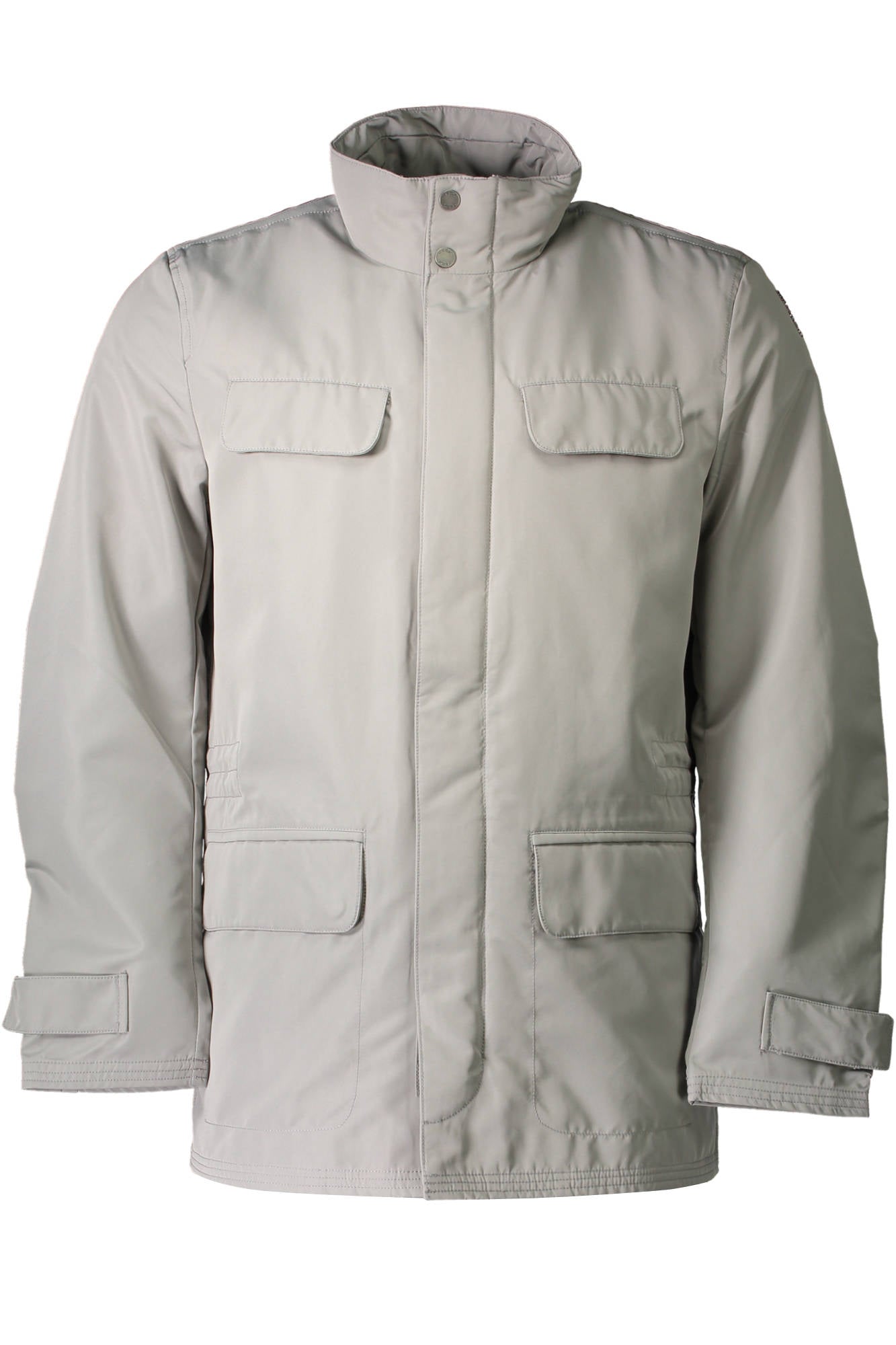 M6220H-T0351_GRIGIO_F5005 – Graue Herrenjacke mit Druckknöpfen, Reißverschluss & vielen Taschen – Größe: 50 – Farbe: Grigio