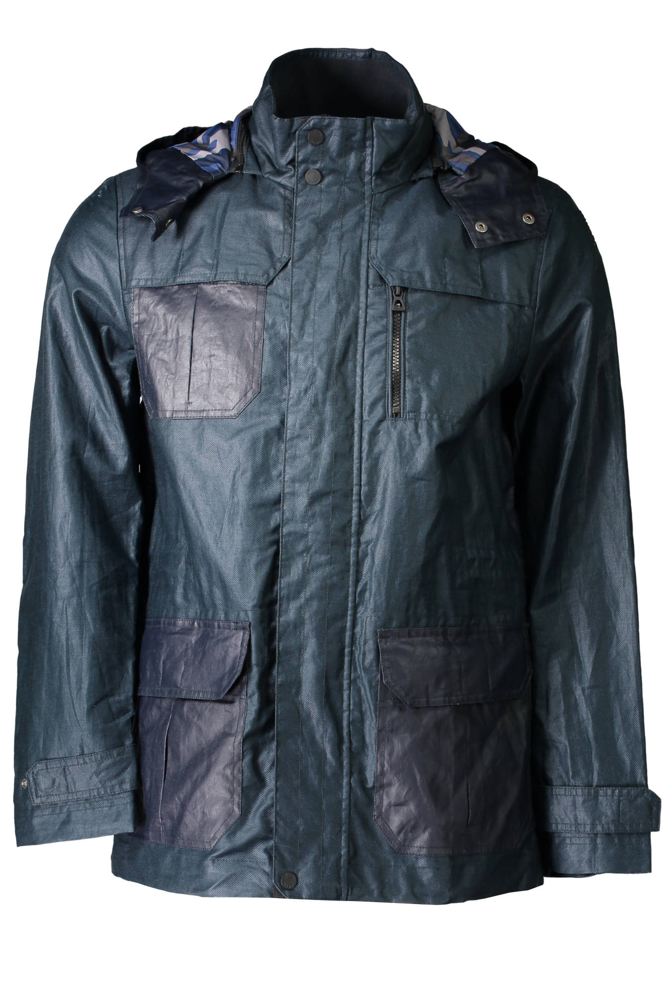 M6221M-T2275_VERDE_F4300 – Atmungsaktive grüne Herrenjacke mit Kapuze und vielen Taschen – Größe: 52 – Farbe: Verde