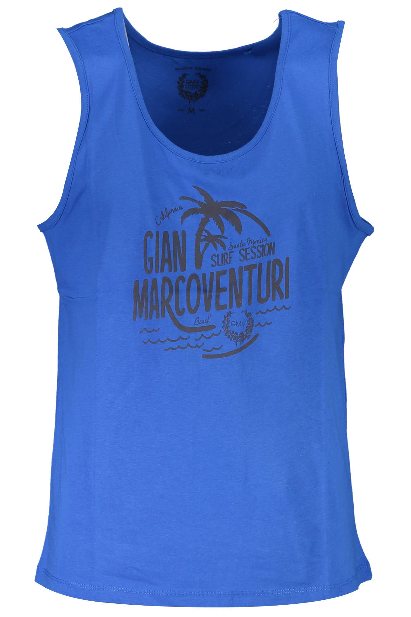 AU000791-ROLANDO_BLU_ROYAL-BLUE – Blaues Herren-Tanktop mit Rundhalsausschnitt und stylischem Aufdruck – Größe: M, L, XL, 2XL – Farbe: Blu