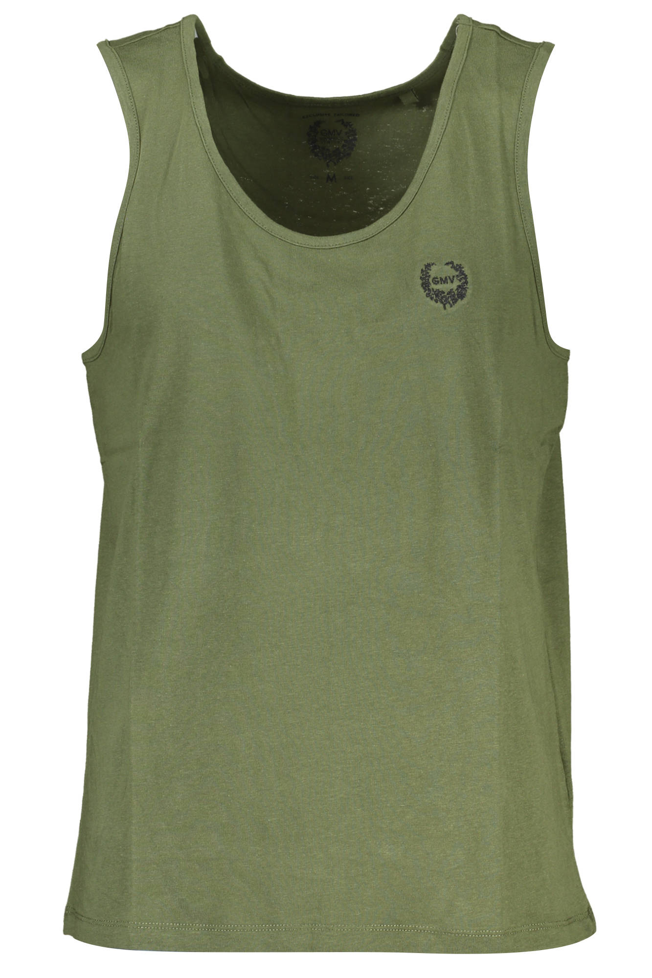 AU00910-CARMINE_VERDE_MILITARY-GREEN – Stylisches grünes Herren-Tanktop mit Stickerei und Rundhalsausschnitt – Größe: M, L, XL, 2XL – Farbe: Verde