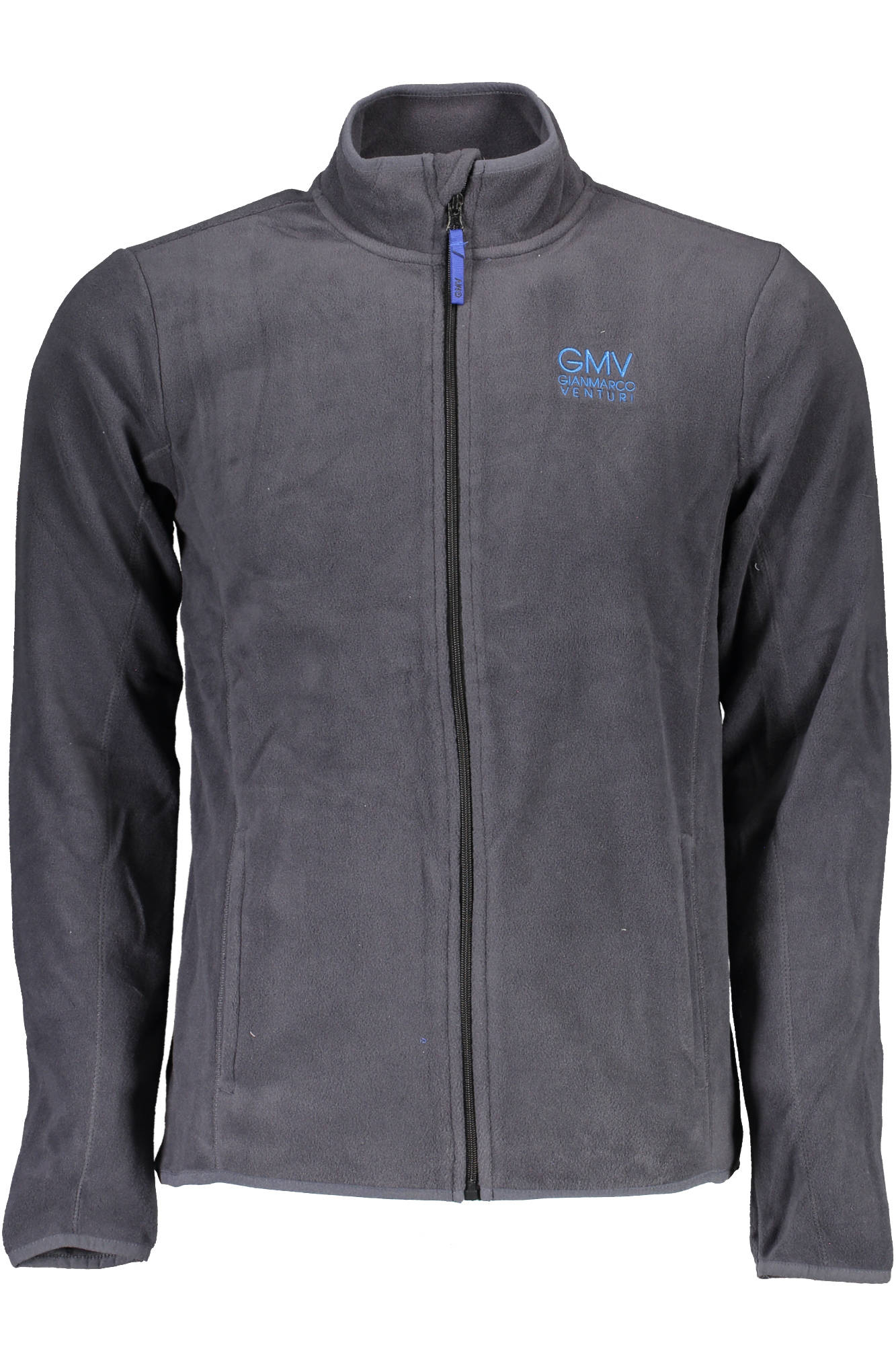 AUF4272-FUMETTO_BLU_LEAD – Herren Sweatshirt Blau: Langarm, Fleece, Taschen, Reißverschluss – Größe: Standard