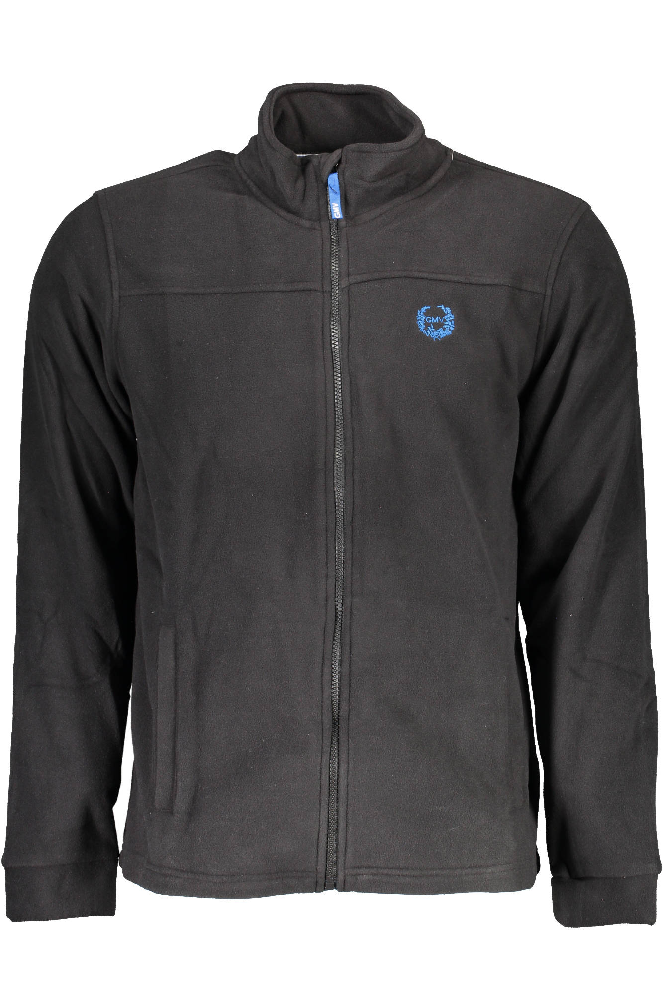 AU00607-FLAVIO_NERO_BLACK – Herren-Sweatshirt Schwarz mit Reißverschluss und Stickerei – Größe: L, XL – Farbe: Nero