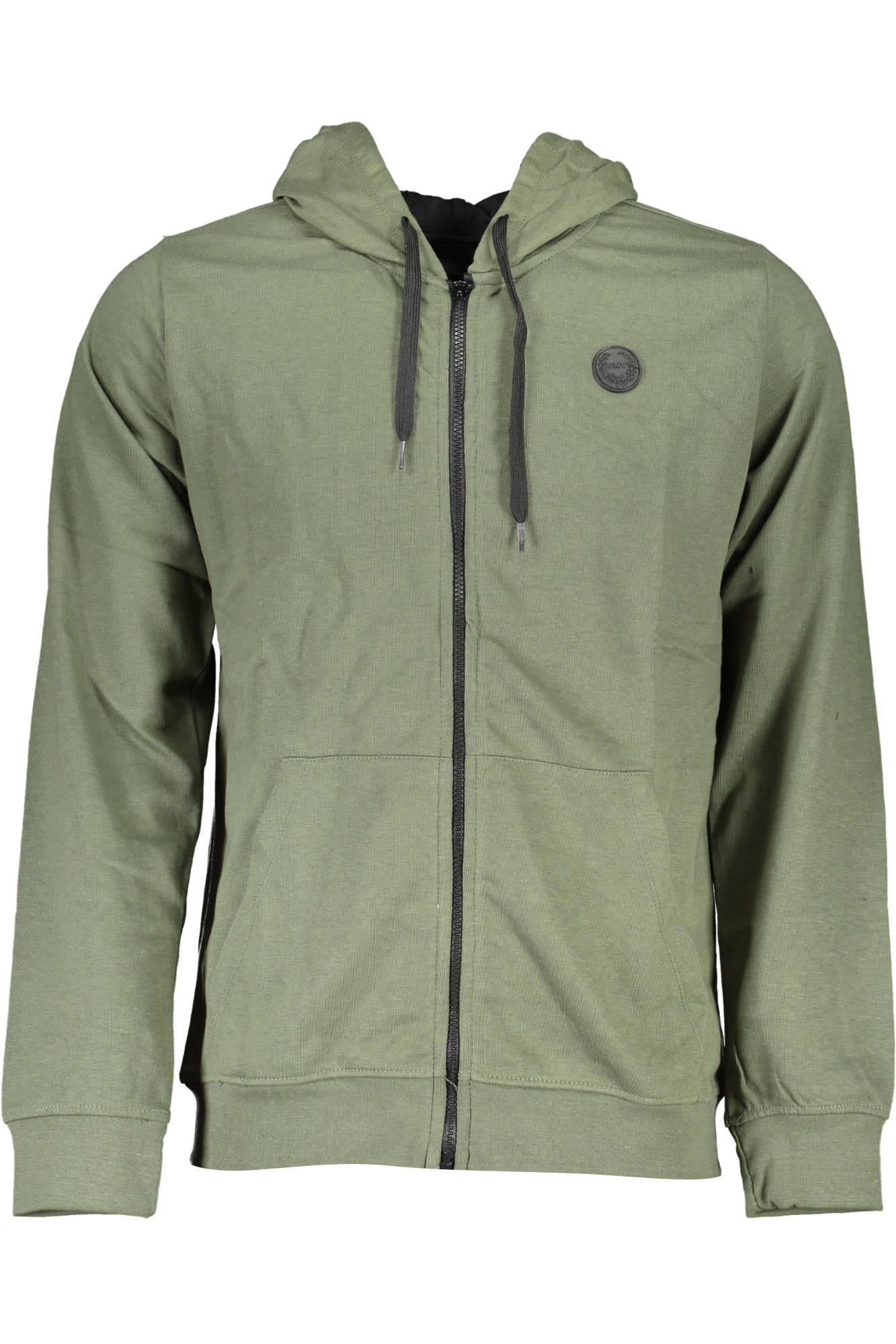 AU00794-RODOLFO_VERDE_MILITARY-GREEN – Herren Kapuzenpullover Grün mit Reißverschluss und Applikation – Größe: M, L, XL, 2XL – Farbe: Verde