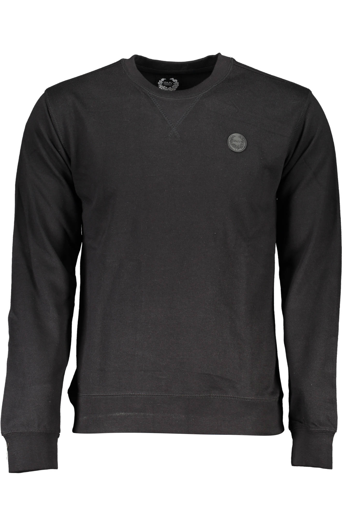 AU00795-PATRIZIO_NERO_BLACK – Schwarzes Herren-Sweatshirt ohne Reißverschluss mit Logo-Applikation – Größe: M, L, XL, 2XL – Farbe: Nero