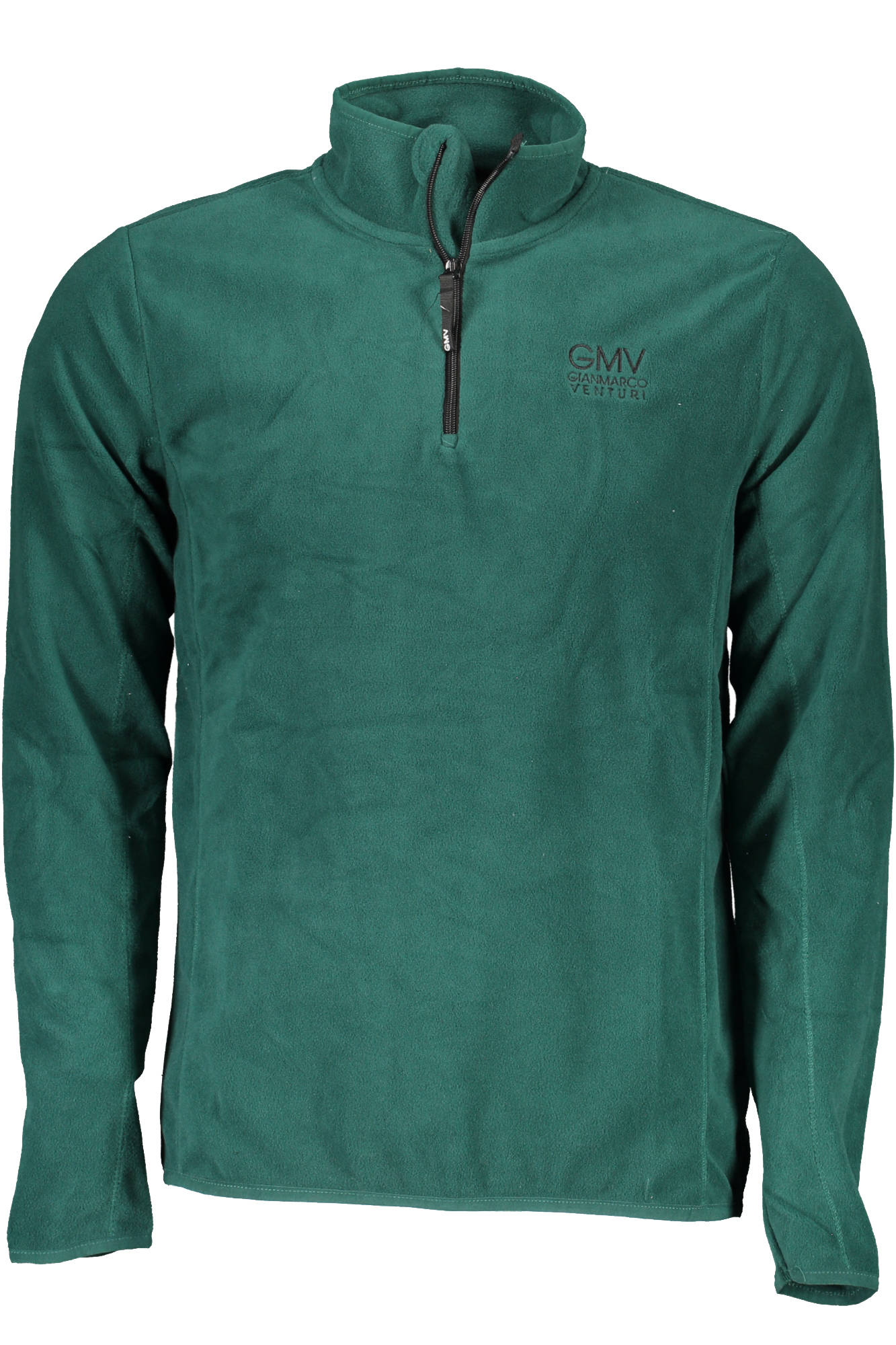 AUF4273-FOGLIA_VERDE_DK-GREEN – Herren-Sweatshirt Grün: Fleece, Stickerei & Halber Reißverschluss – Größe: L, XL, 2XL – Farbe: Verde