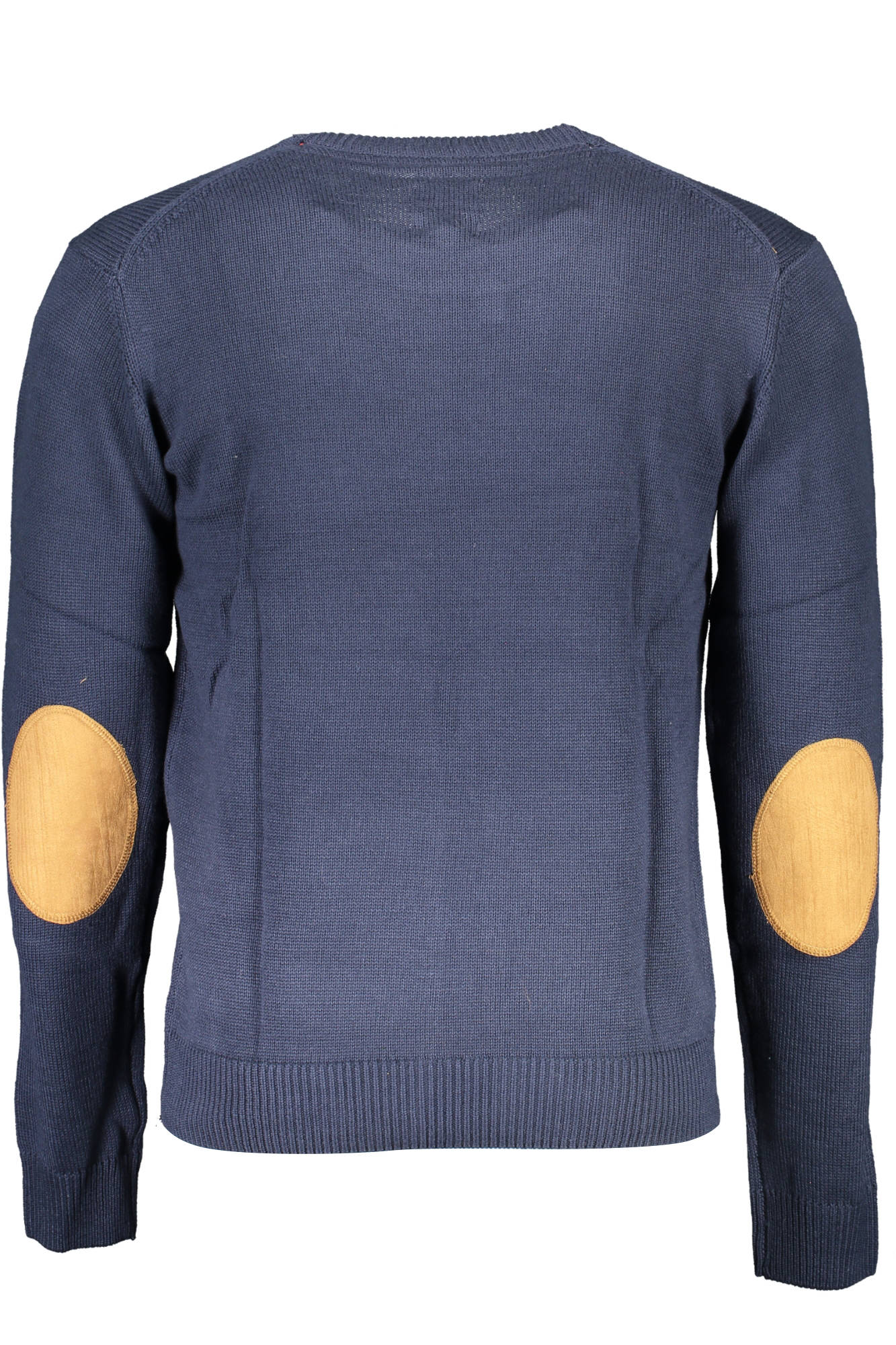 AU00593-FLORIANO_BLU_NIGHT-BLUE – Eleganter blauer Herrenpullover mit Stickerei und Kontrastdetails – Größe: XL, L – Farbe: Blu