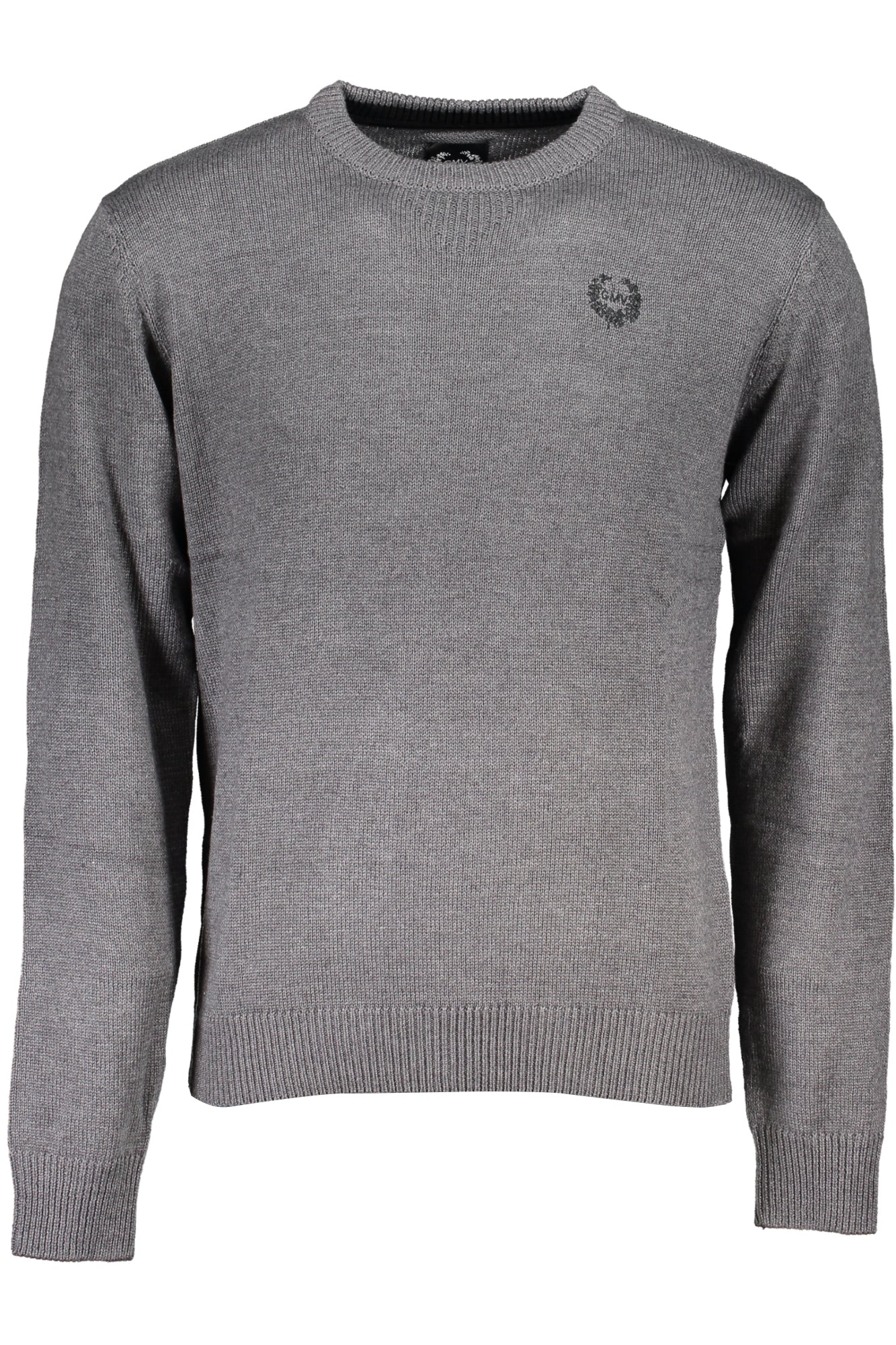 AU01527FLORIANO_GRCHARCO – Eleganter Grauer Herrenpullover mit Rundhalsausschnitt und Stickerei – Größe: M, L, XL, 2XL – Farbe: Grigio