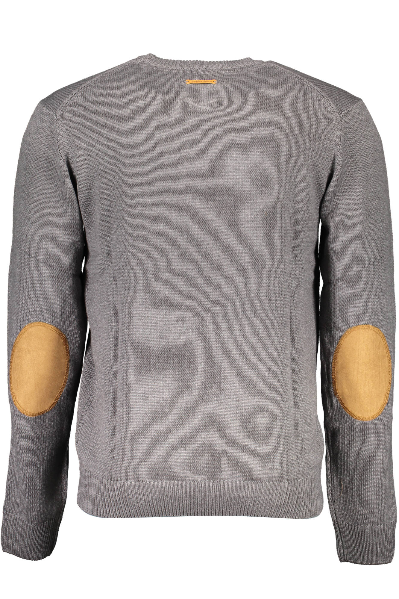 AU00593-FLORIANO_GRIGIO_CHARCOAL-MELANGE – Moderner Grauer Herrenpullover mit Stickerei und Kontrastdetails – Größe: L, XL, 2XL, M – Farbe: Grigio