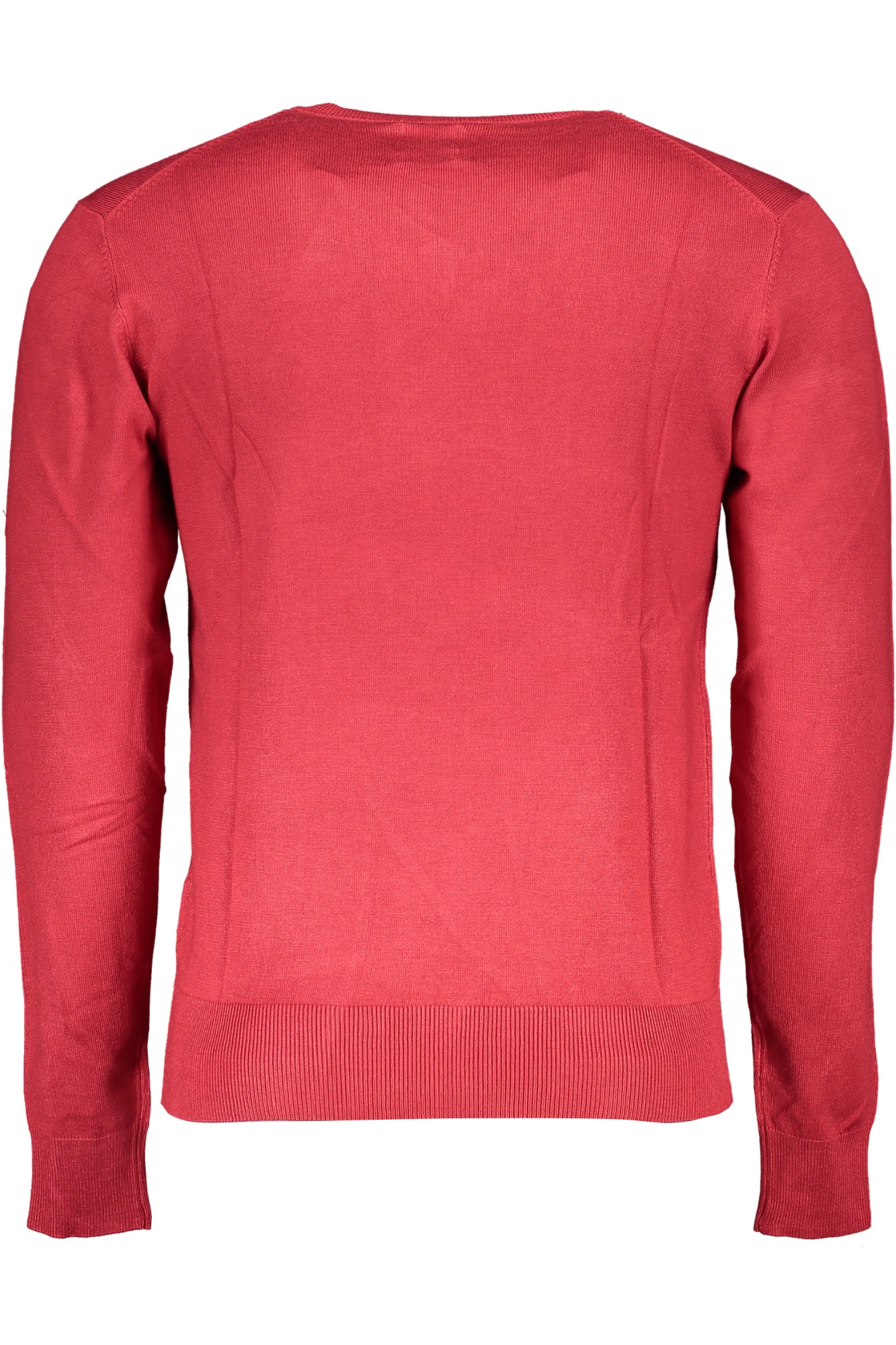 AU01525FRACK_RODARKRE – Eleganter roter Herrenpullover mit V-Ausschnitt und Stickerei-Detail – Größe: L, XL, 2XL – Farbe: Rosso