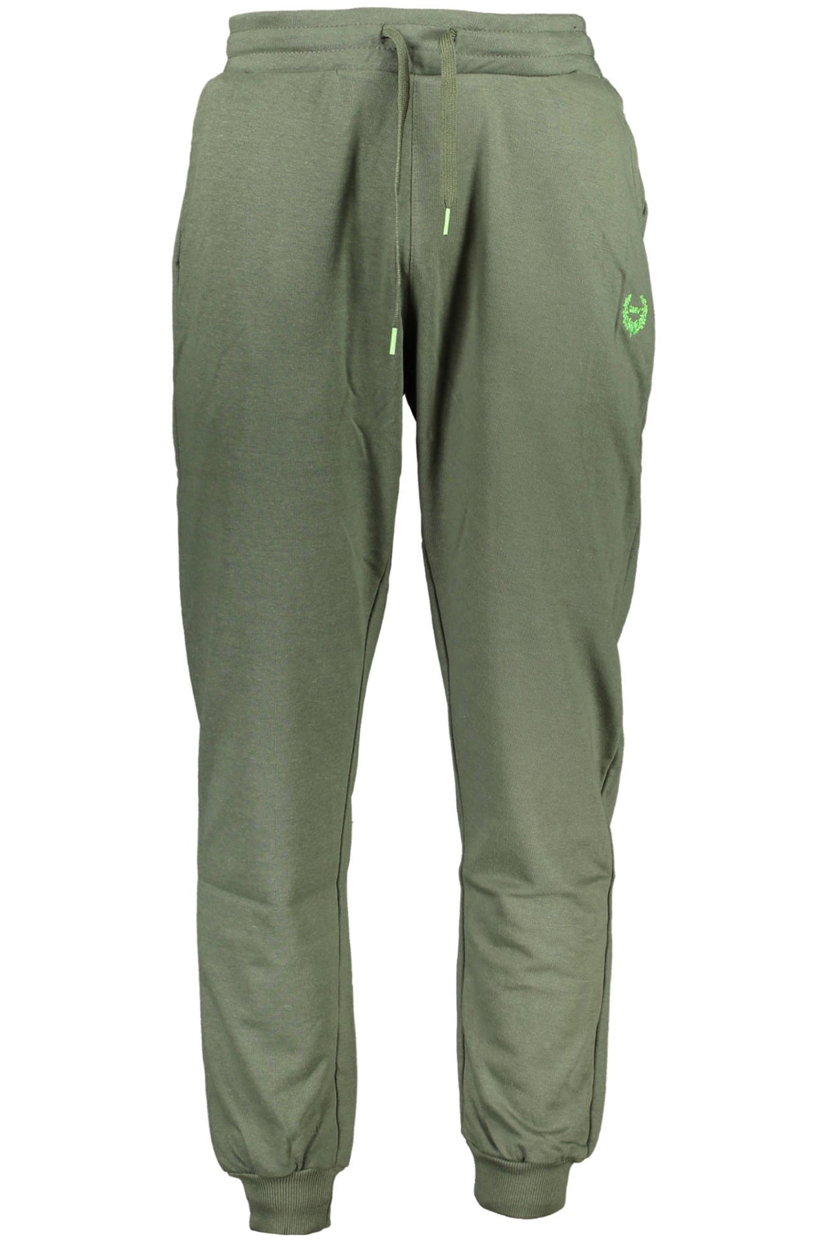 AU00913-CLAUDIO_VERDE_MILITARY-GREEN – Grüne Herren-Sporthose: Elastisch, 3 Taschen, Stickdetails – Größe: M, L, XL, 2XL – Farbe: Verde