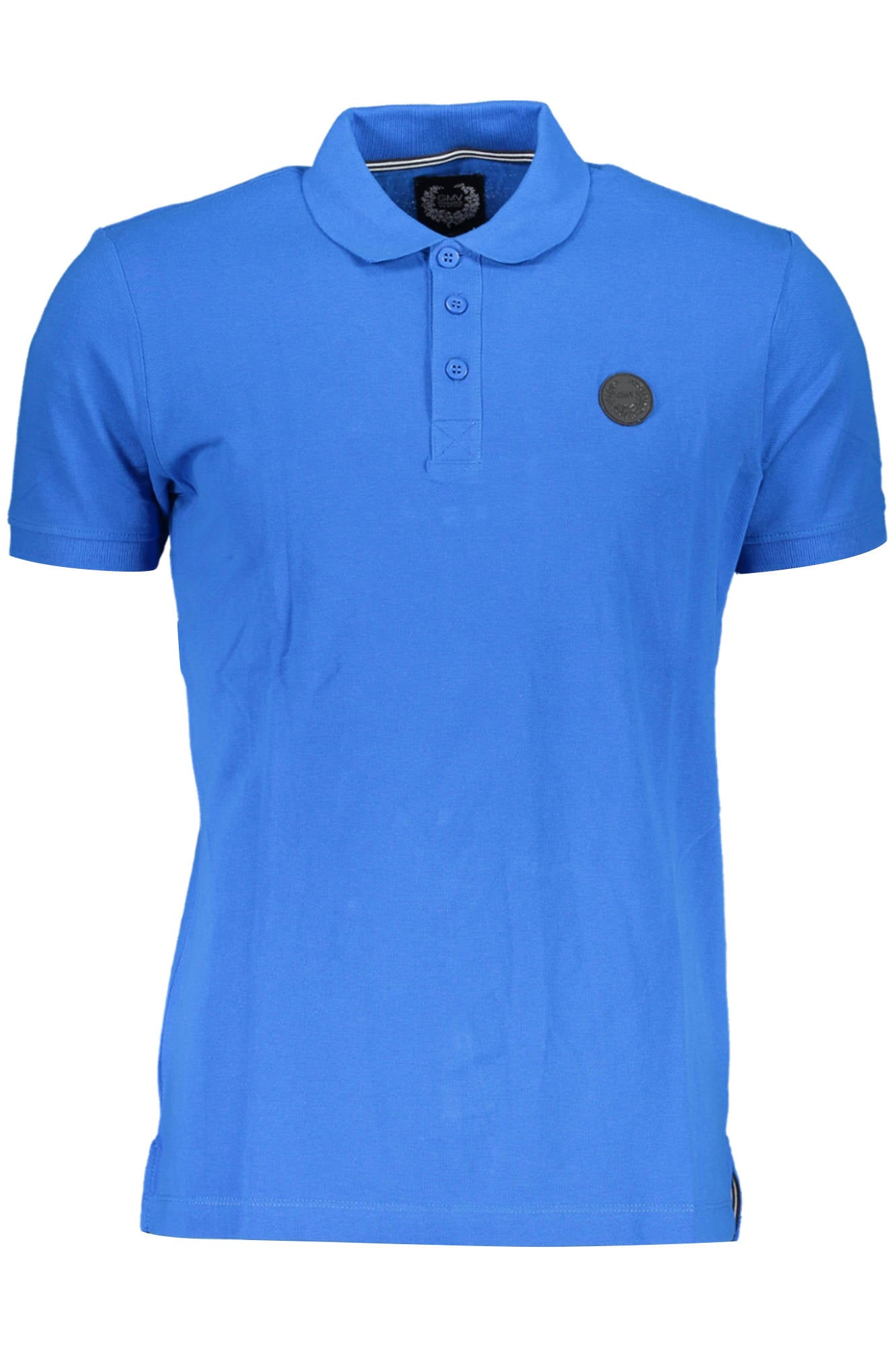 AU00799-MARIANO_BLU_ROYALE-BLUE – Herren Poloshirt Blau mit Applikation und Logo - Kurzarm, 3 Knöpfe – Größe: M, L, XL, 2XL – Farbe: Blu