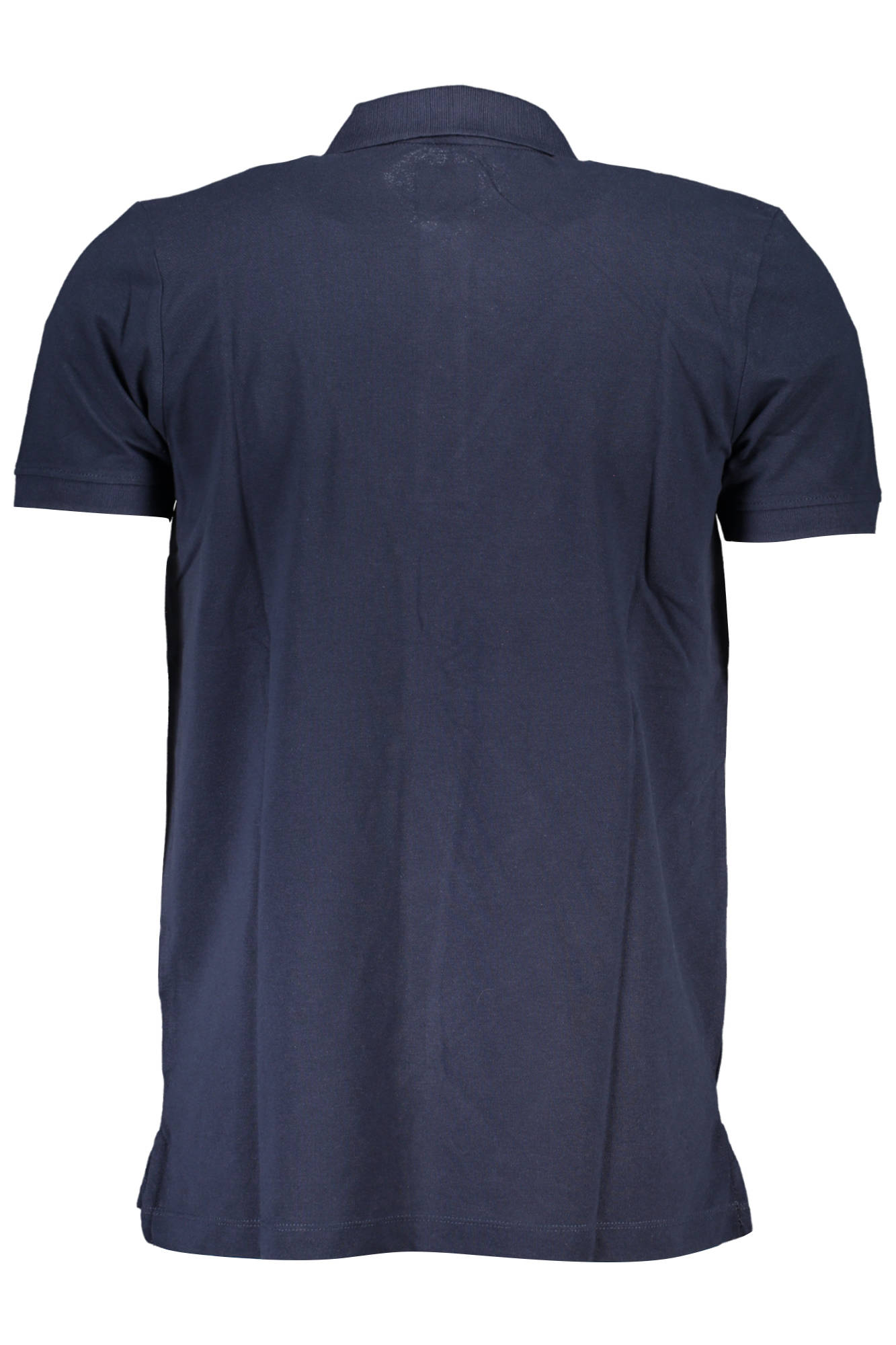 AU00799-MARIANO_BLU_NIGHT-BLUE – Elegantes Herren Kurzarm-Polohemd in Blau mit Knöpfen und Applikation – Größe: M, L, XL – Farbe: Blu