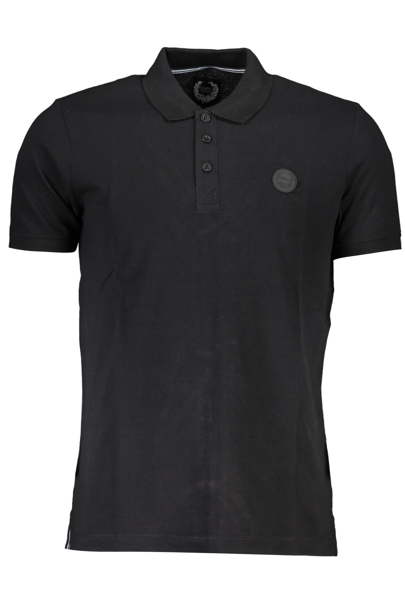 AU00799-MARIANO_NERO_BLACK – Elegantes Herren-Poloshirt Schwarz mit Applikation und Logo – Größe: M, L, XL, 2XL – Farbe: Nero