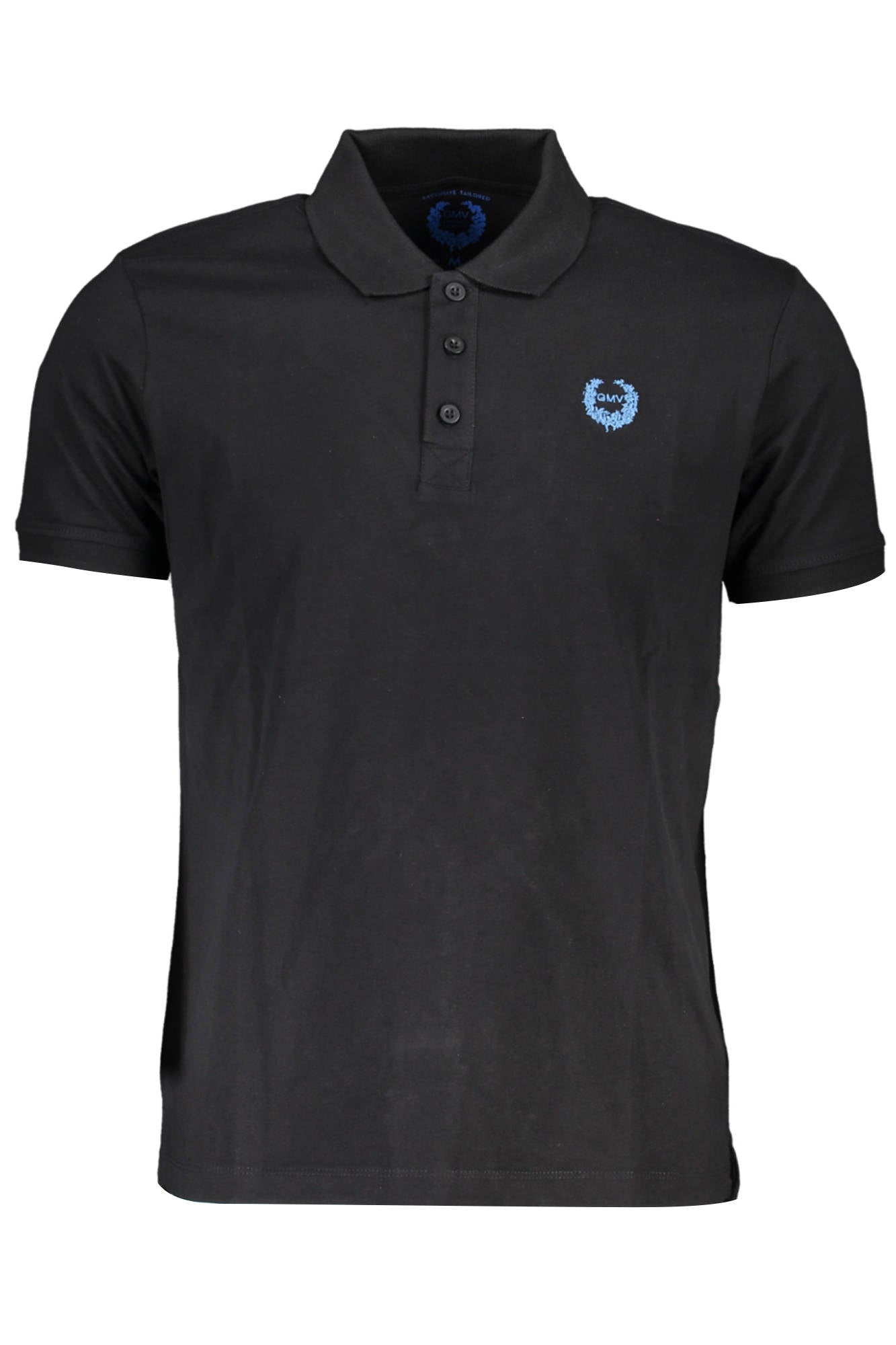 AU00906-CARONTE_NERO_BLACK – Herren Kurzarm-Poloshirt Schwarz mit Stickerei und Kontrastdetails – Größe: M, L, XL, 2XL – Farbe: Nero