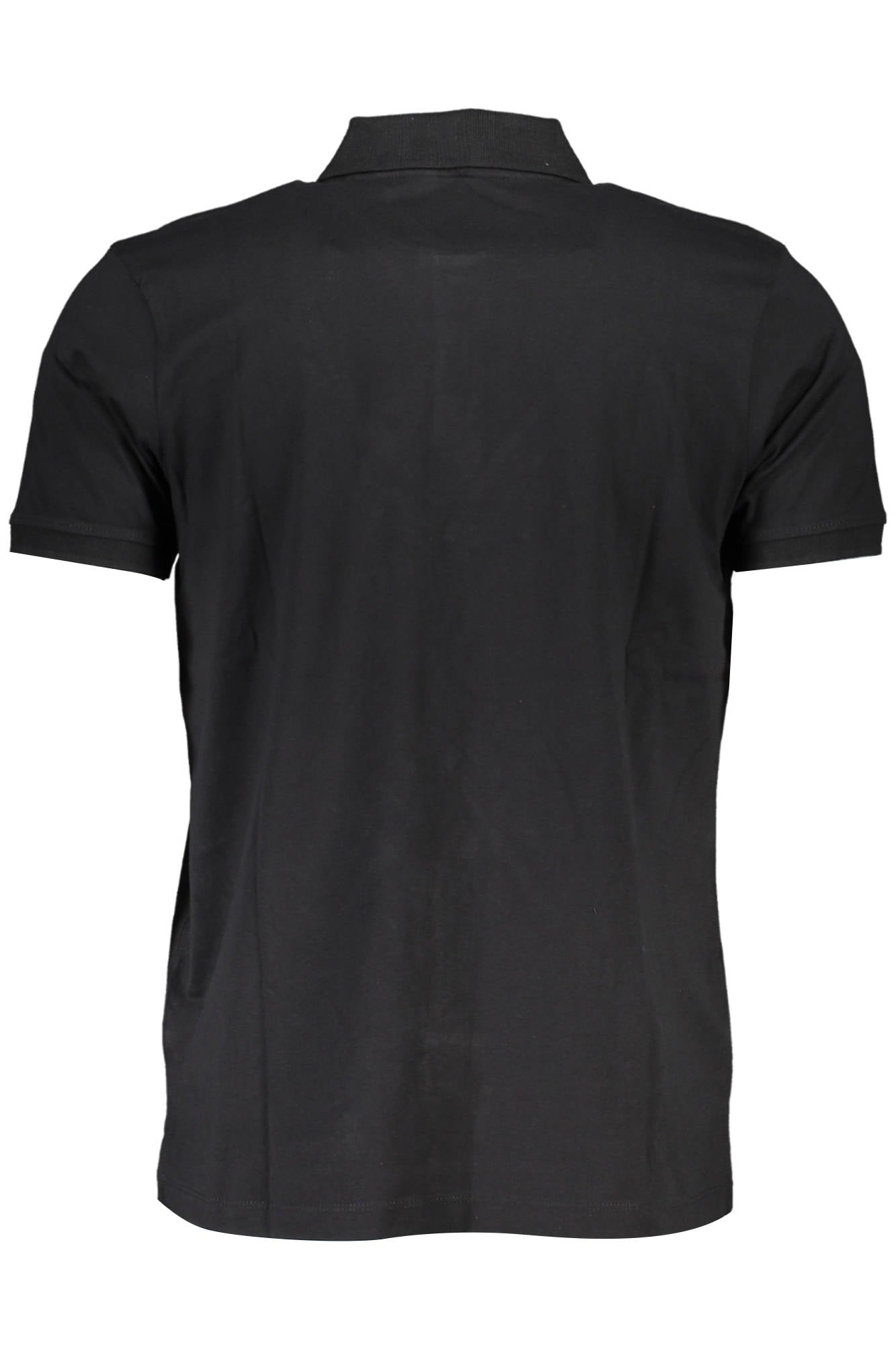 AU00906-CARONTE_NERO_BLACK – Herren Kurzarm-Poloshirt Schwarz mit Stickerei und Kontrastdetails – Größe: M, L, XL, 2XL – Farbe: Nero