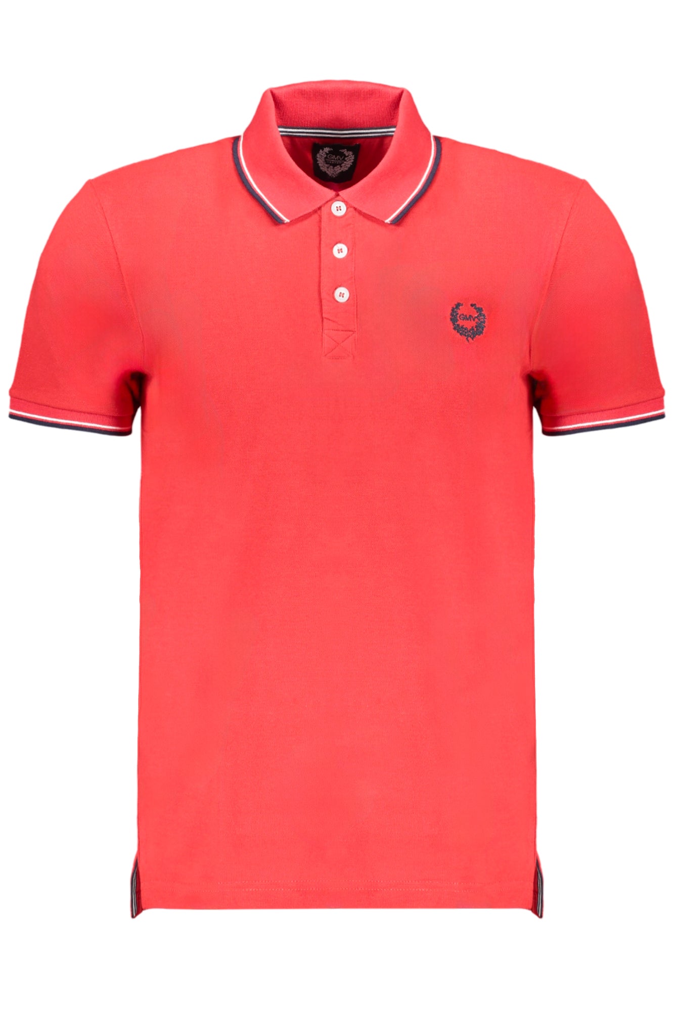 AU01626CARMELO_ROROSSO – Elegantes Herren-Poloshirt in Rot mit Kontrastdetails und Stickerei – Größe: 2XL – Farbe: Rosso