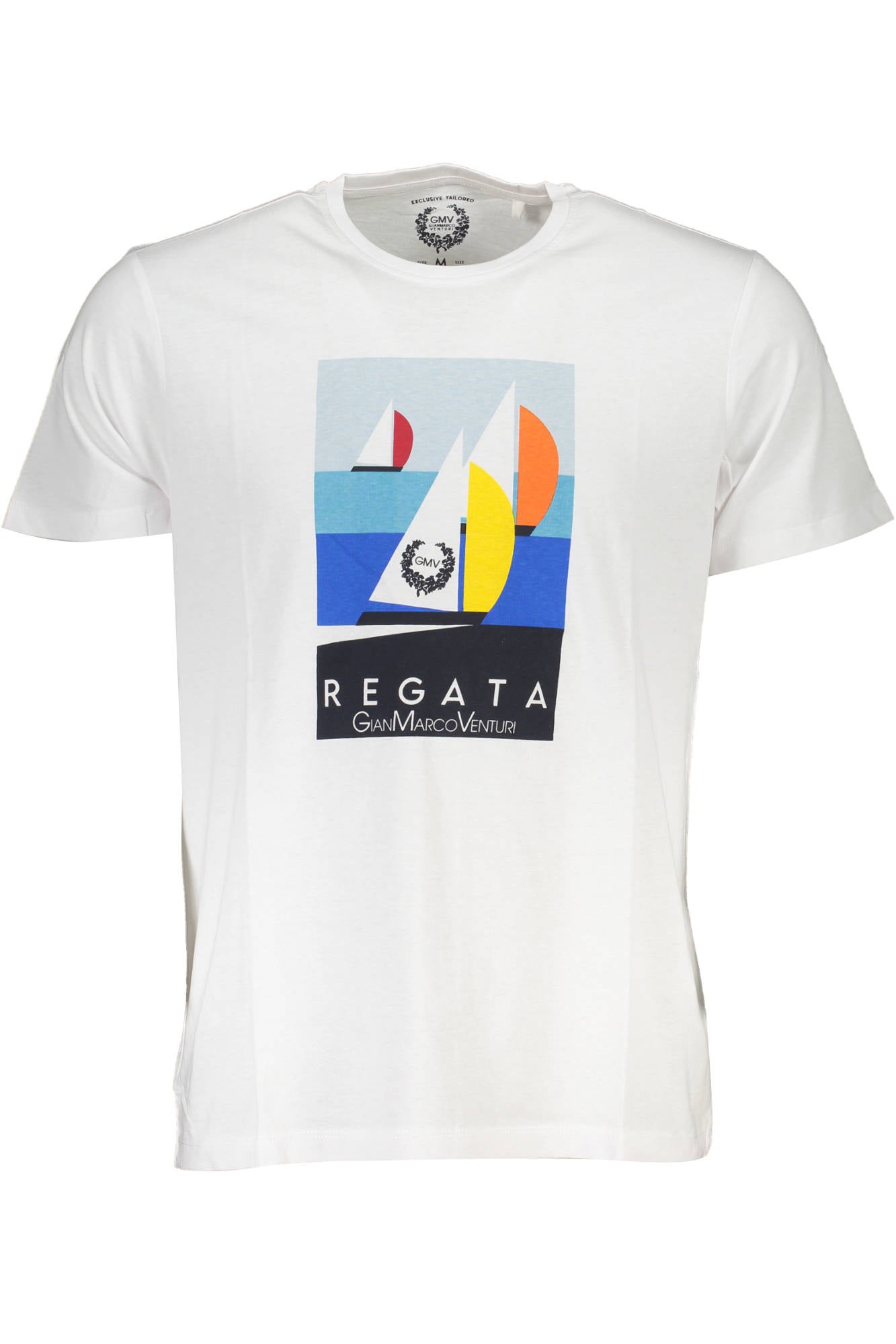 AU00789-MARINO_BIANCO_WHITE – Weißes Herren T-Shirt mit Print und Rundhalsausschnitt – Kurzarmstylisch – Größe: XL, 2XL – Farbe: Bianco