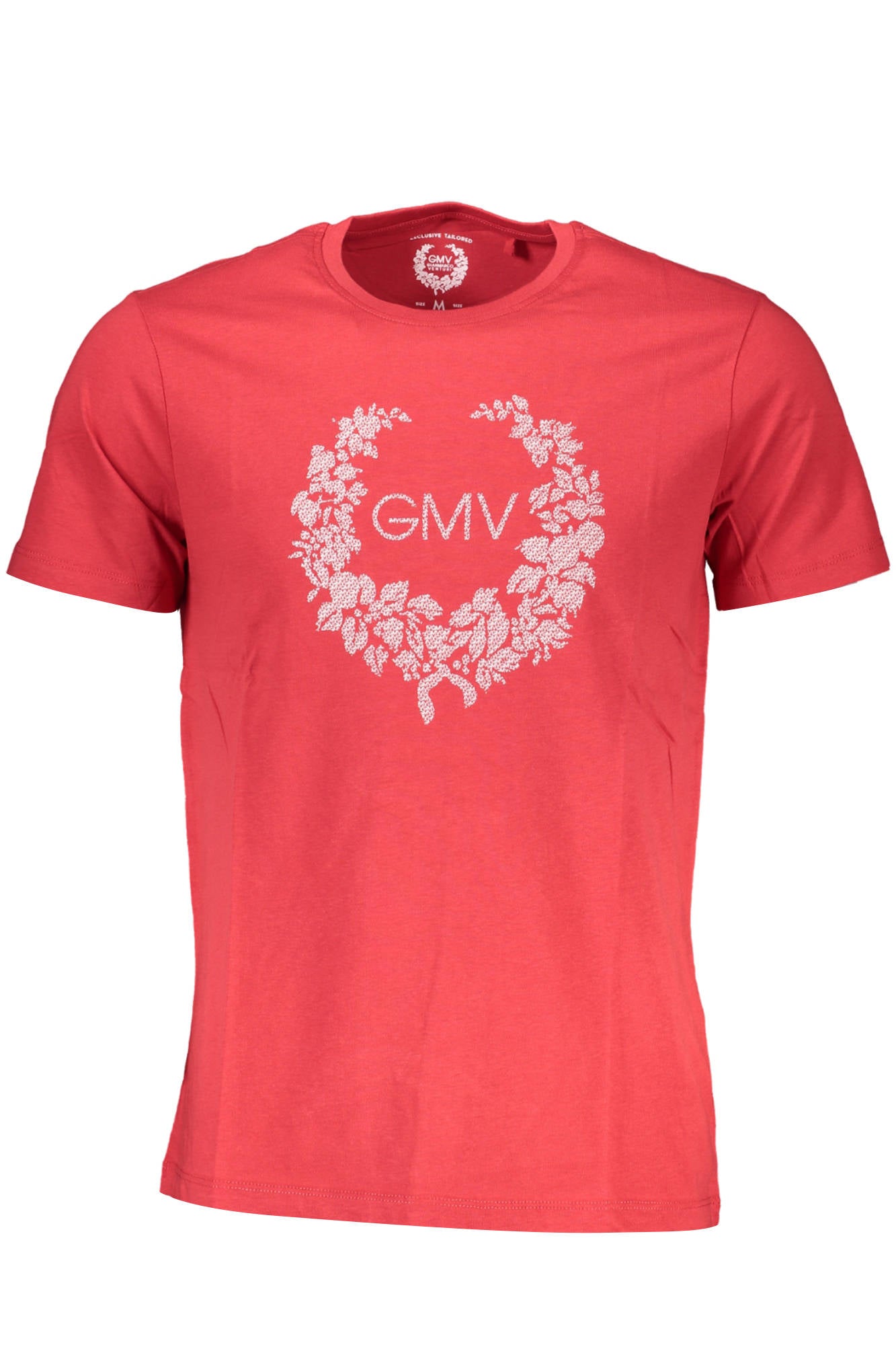 AU00783-ATTILIO_ROSSO_RED – Herren Kurzarm-T-Shirt Rot mit Rundhals und modernem Druck – Größe: M, L, XL, 2XL – Farbe: Rosso