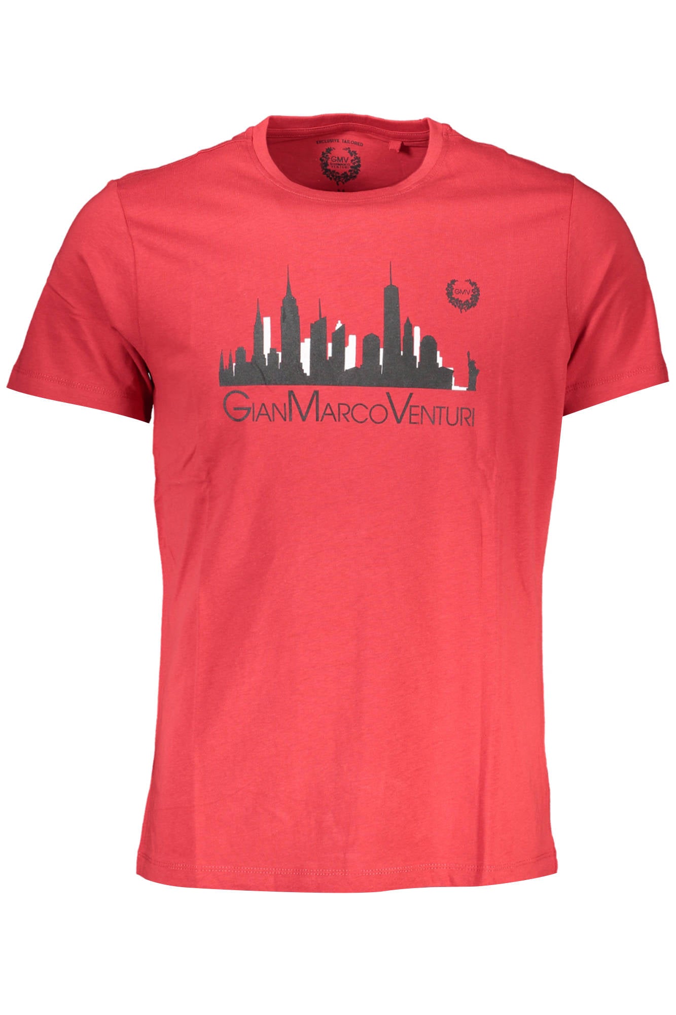 AU00782-ALVARO_ROSSO_RED – Stylisches Herren T-Shirt in Rot mit Print und Rundhalsausschnitt – Größe: L, XL, 2XL – Farbe: Rosso