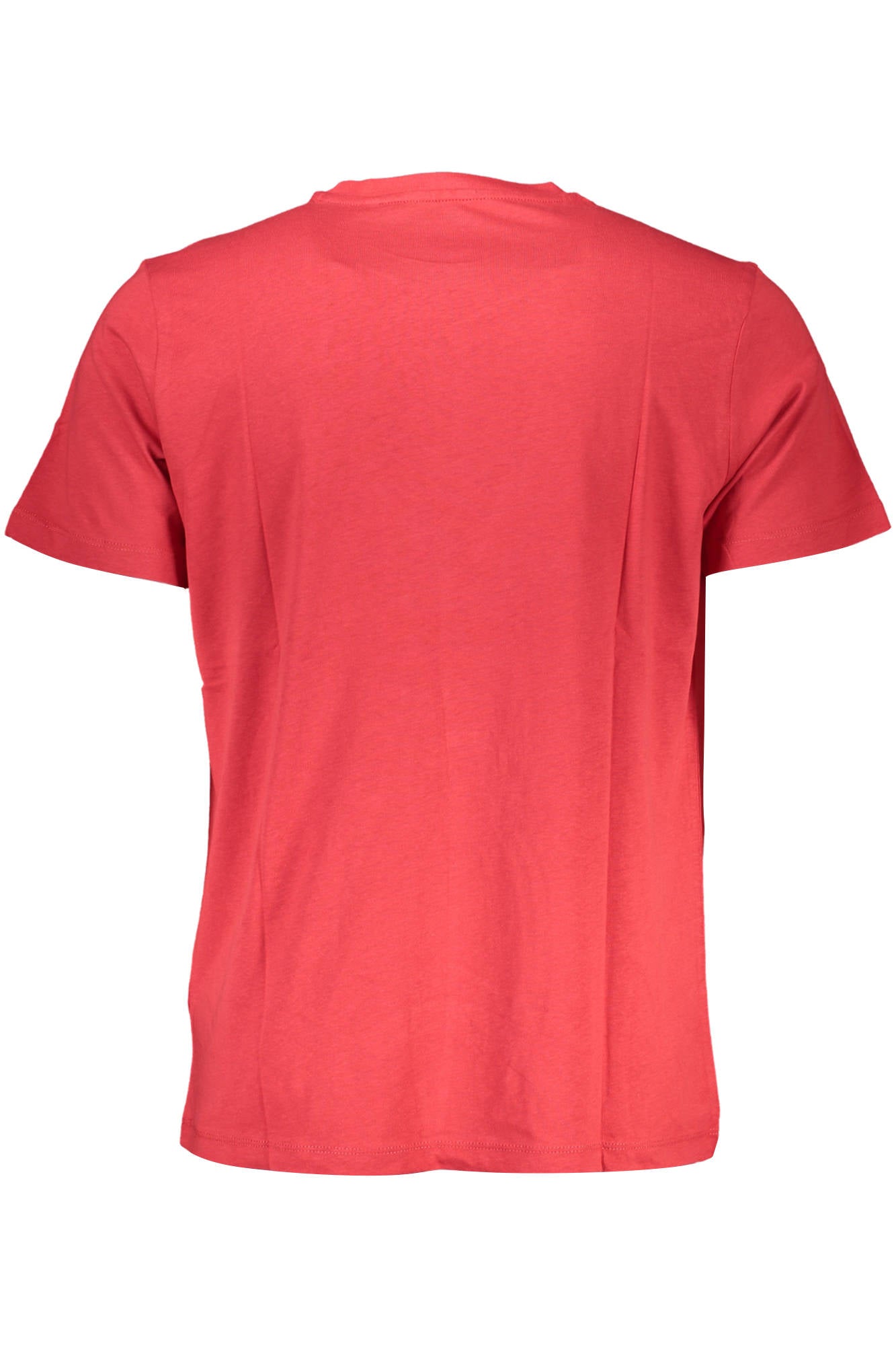 AU00790-ORLANDO_ROSSO_RED – Stilvolles rotes Herren-Kurzarmshirt mit Druck und Rundhalsausschnitt – Größe: XL, 2XL, L – Farbe: Rosso