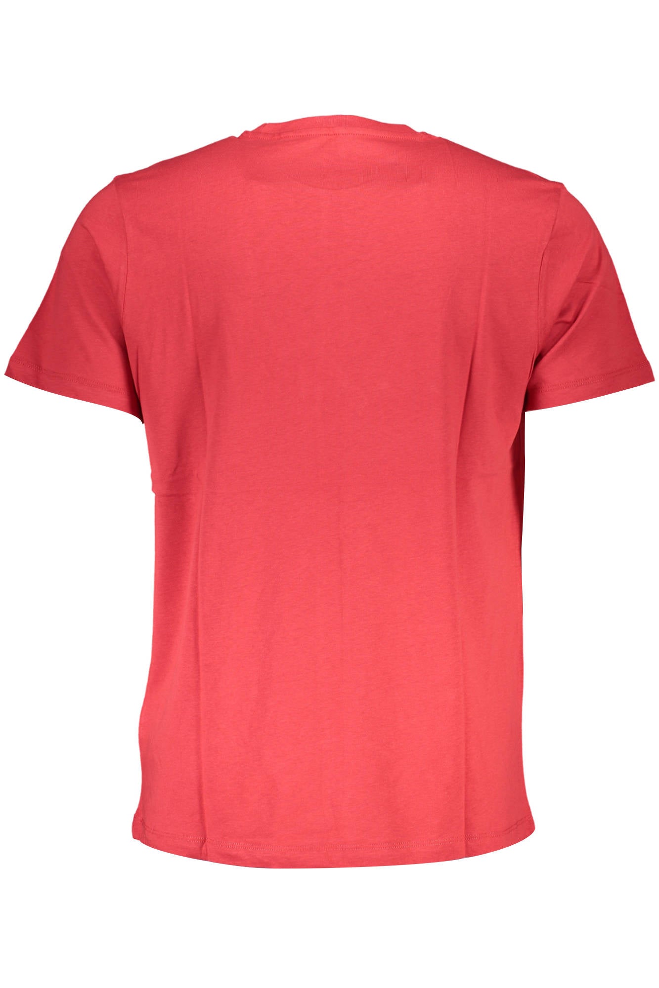 AU00786-ITALO_ROSSO_RED – Stilvolles rotes Kurzarm-T-Shirt mit Rundhals und Logo-Druck – Größe: M, L, XL, 2XL – Farbe: Rosso