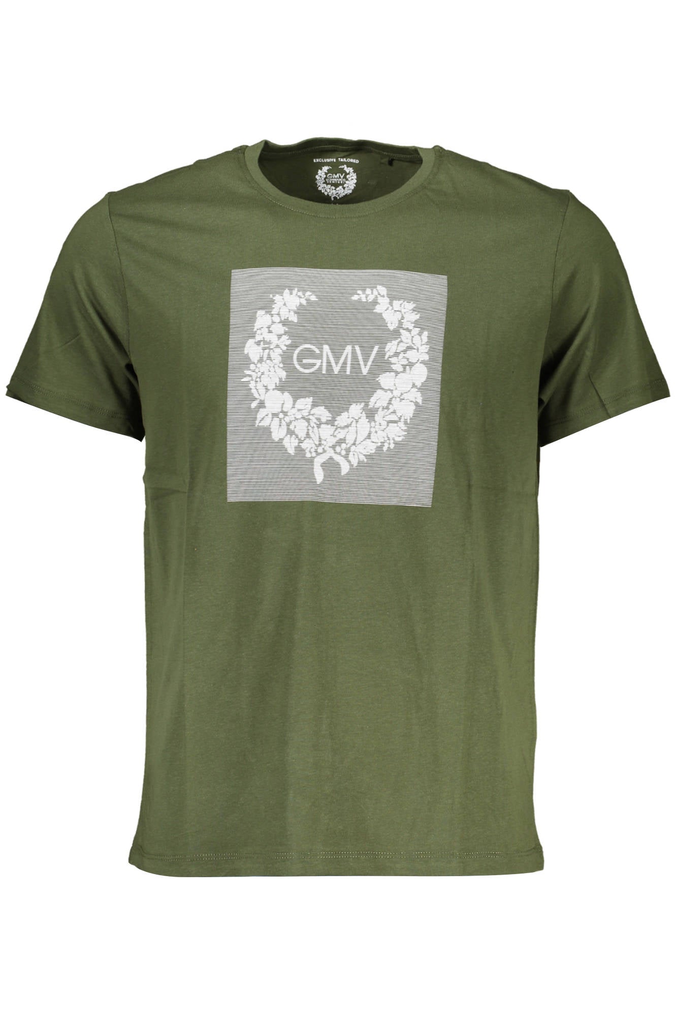 AU00784-DANILO_VERDE_MILITARY-GREEN – Grünes Kurzarm-Herren-T-Shirt mit Rundhalsausschnitt und Print – Größe: M, L, XL, 2XL – Farbe: Verde