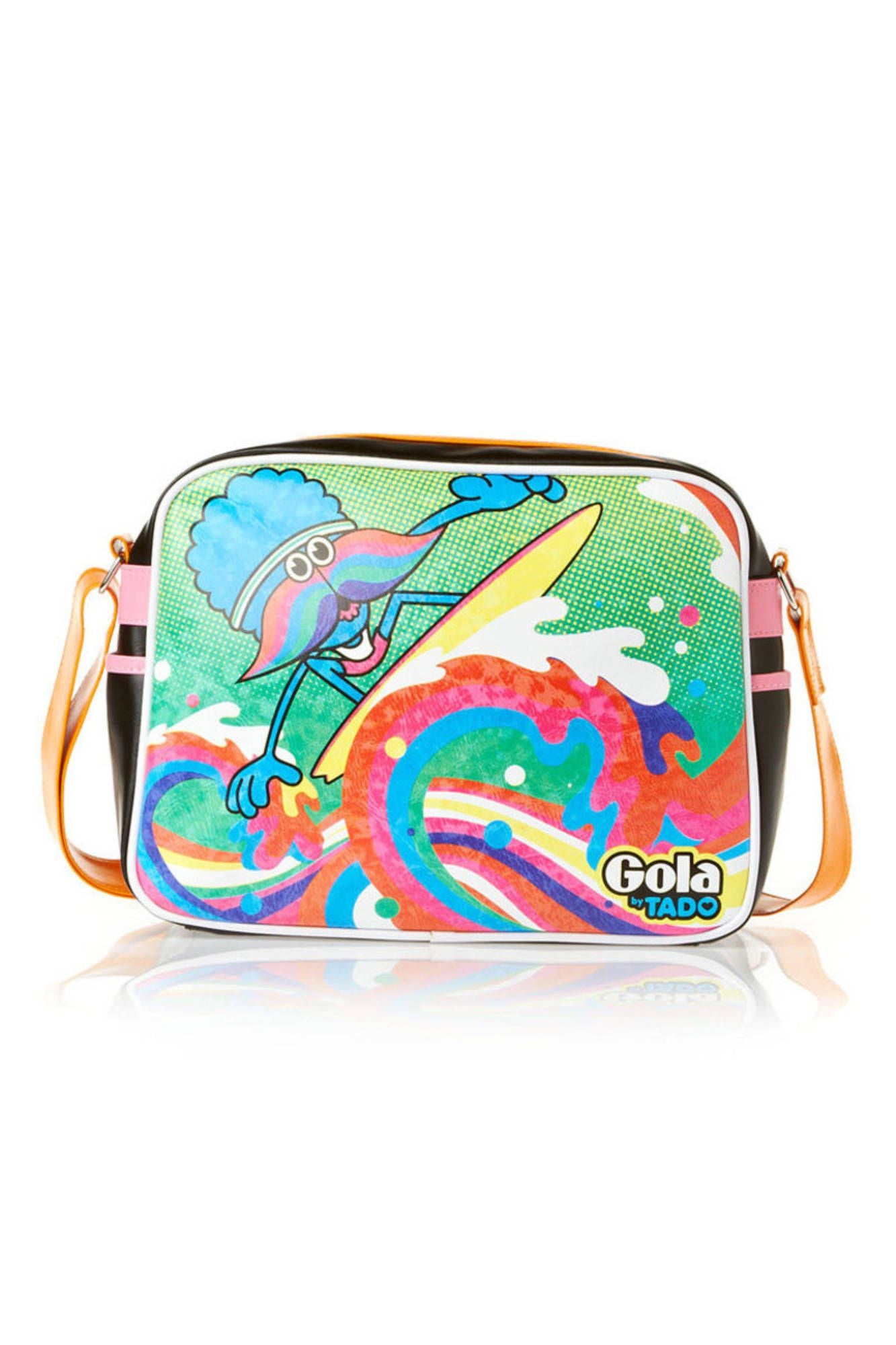 TUB287-REDFORD-SURF_NERO_BLACKORANGEMULTI – Schicke schwarze Damen-Umhängetasche mit verstellbarem Schultergurt – Größe: UNI – Farbe: Nero