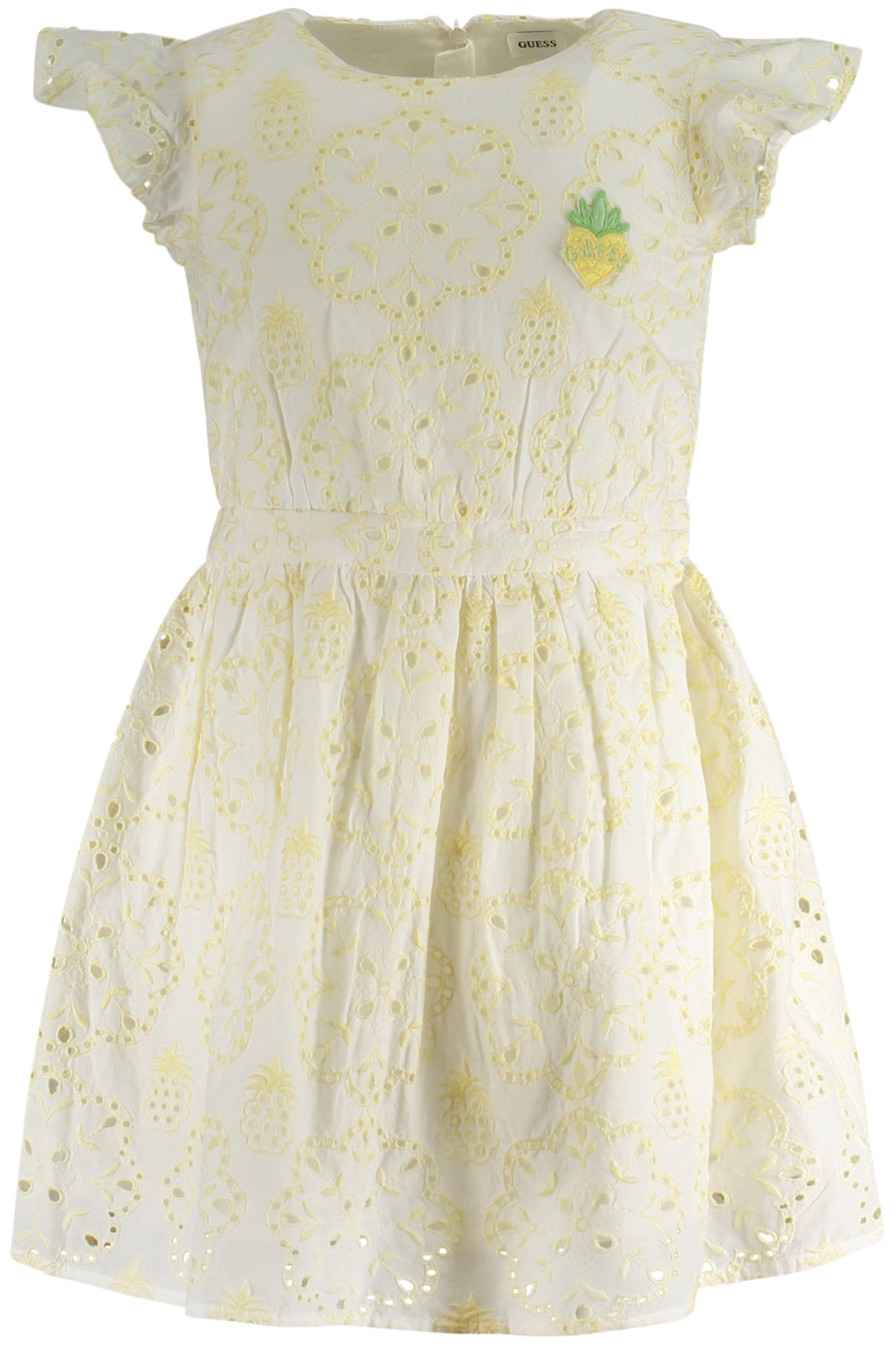 K4GK34WG5L0_GIF2E1 – Langes Gelbes Mädchenkleid aus Bio-Baumwolle, Stickerei, St. Gallen – Größe: 6A, 3A, 4A – Farbe: Giallo