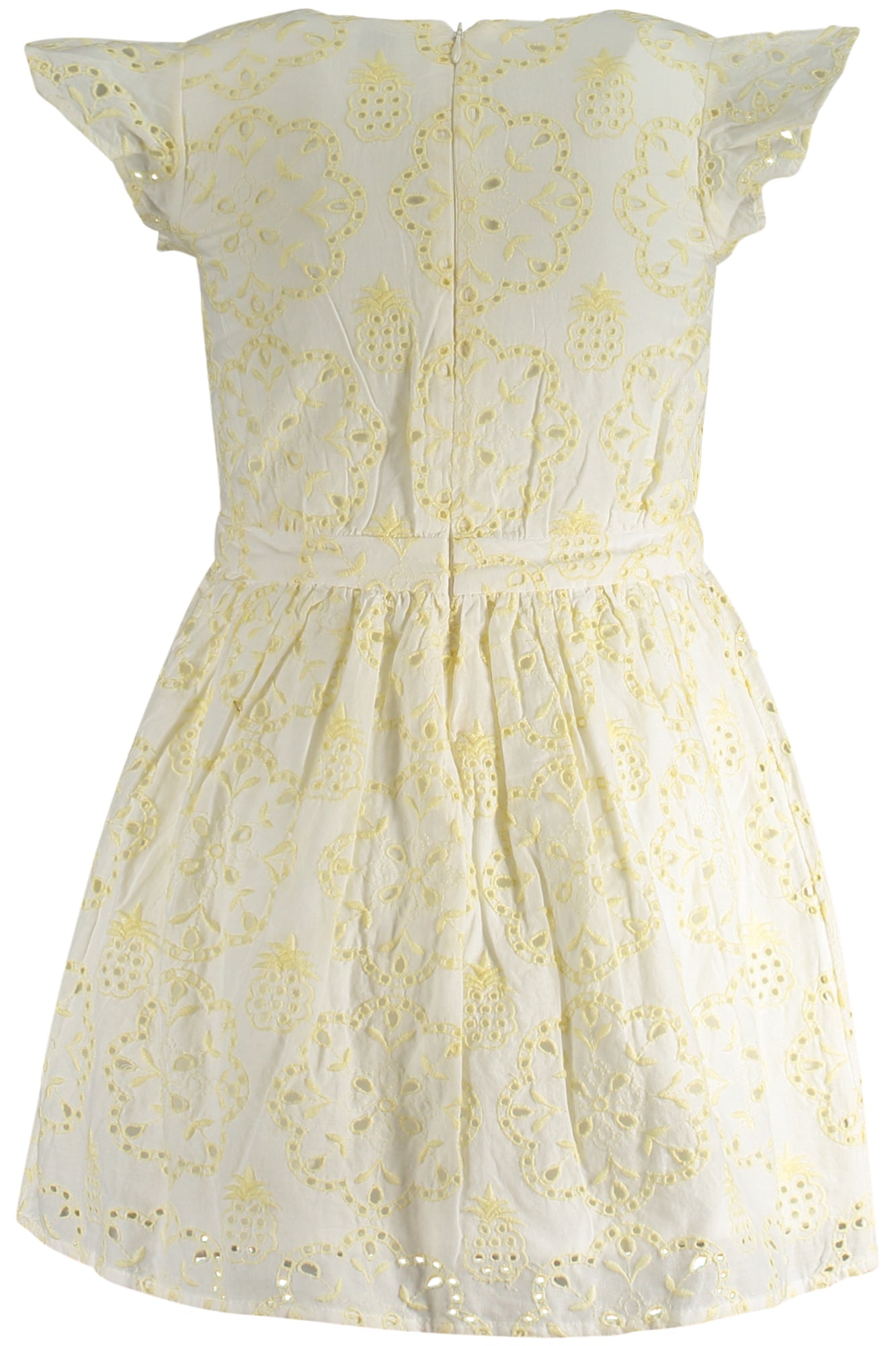 K4GK34WG5L0_GIF2E1 – Langes Gelbes Mädchenkleid aus Bio-Baumwolle, Stickerei, St. Gallen – Größe: 6A, 3A, 4A – Farbe: Giallo