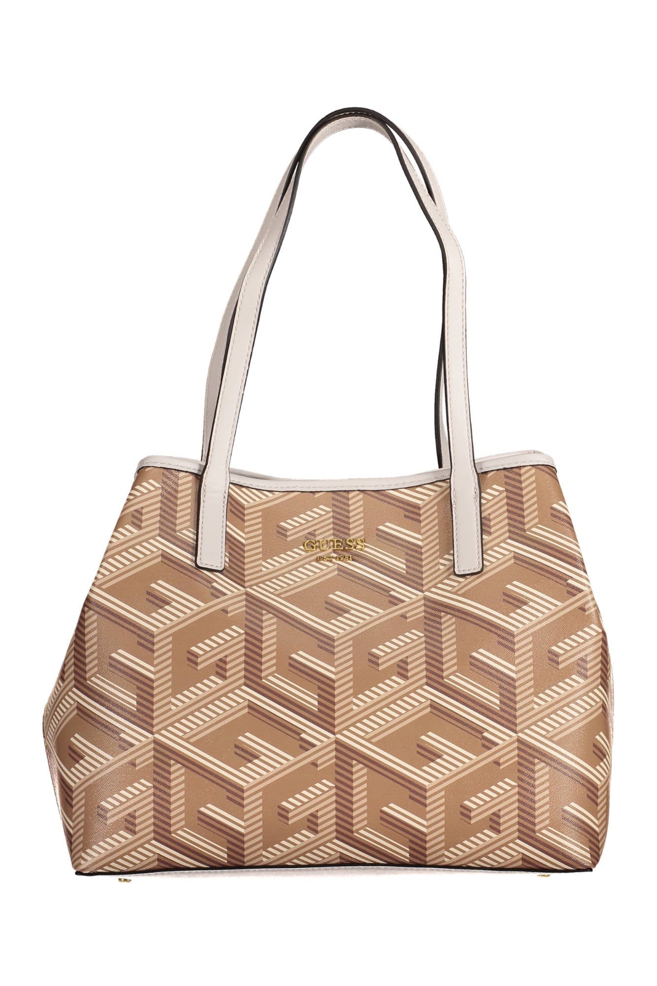 SA699528_BEIGE_TAUPE-LOGO – Beige Damenschultertasche mit vielseitiger Innentasche und Details – Größe: UNI – Farbe: Beige
