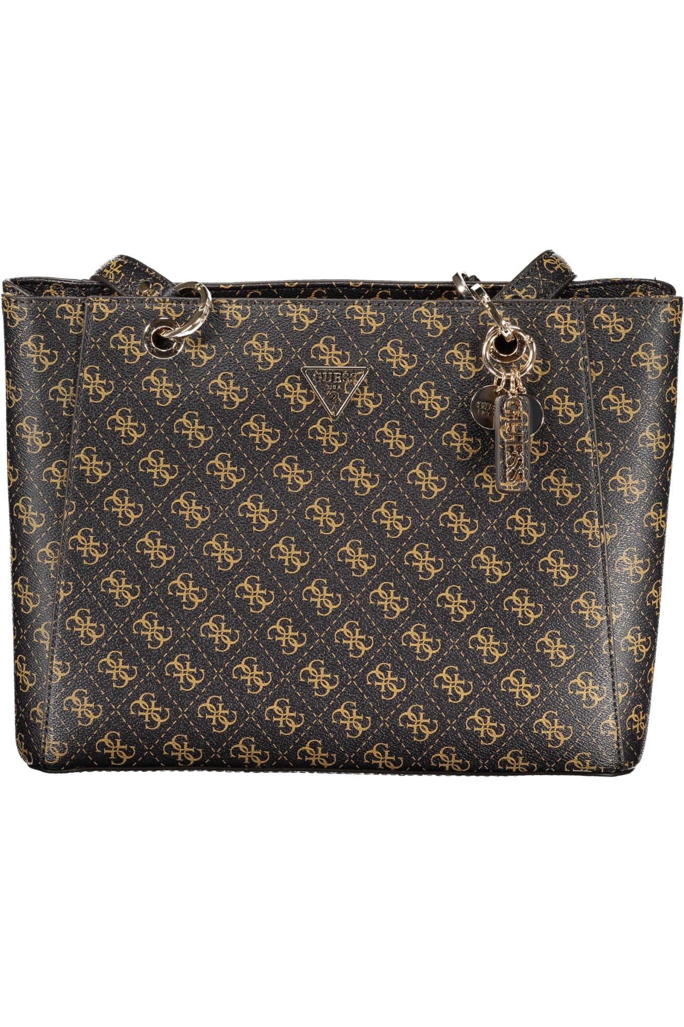 QG967225_MABROWNL – Damen Handtasche in Braun mit Schlüsselanhänger und Schutzfüßen – Größe: UNI – Farbe: Marrone