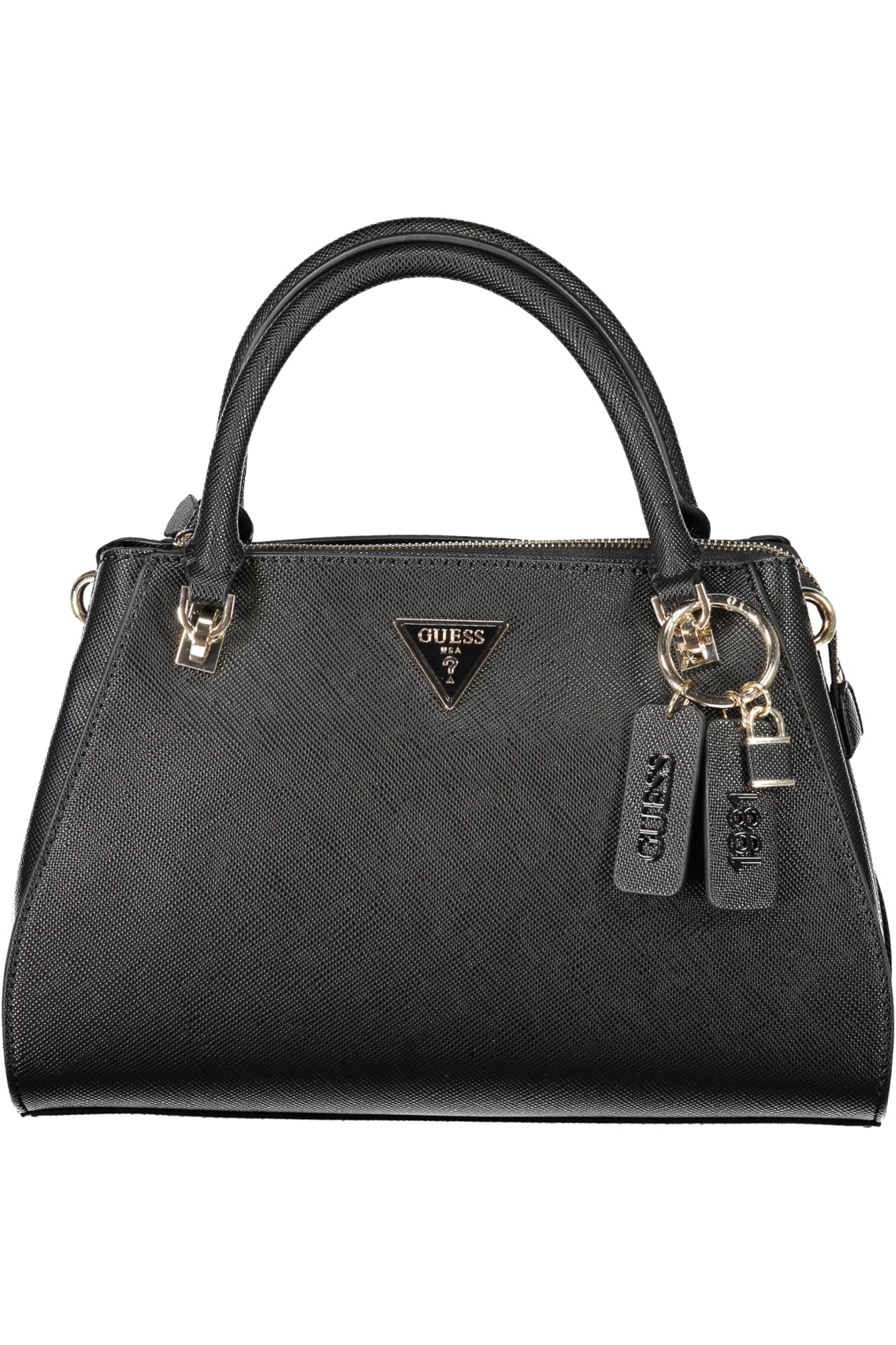 ZG787907_NEBLACK – Schwarze Damen Handtasche mit abnehmbarem Schultergurt und Fächern – Größe: UNI – Farbe: Nero