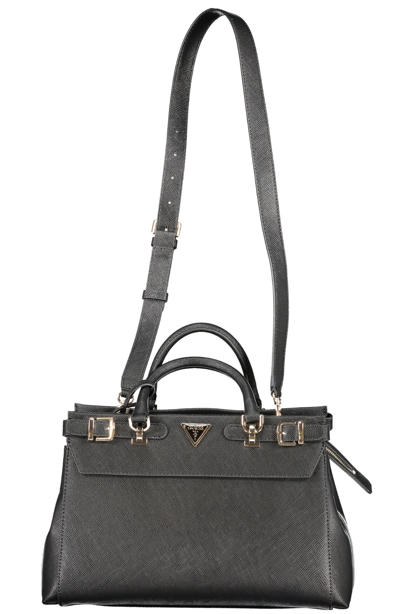 VG934006_NEBLACK – Elegante Schwarze Shopper-Tasche mit Verstellbarem Gurt und Logo – Größe: UNI – Farbe: Nero