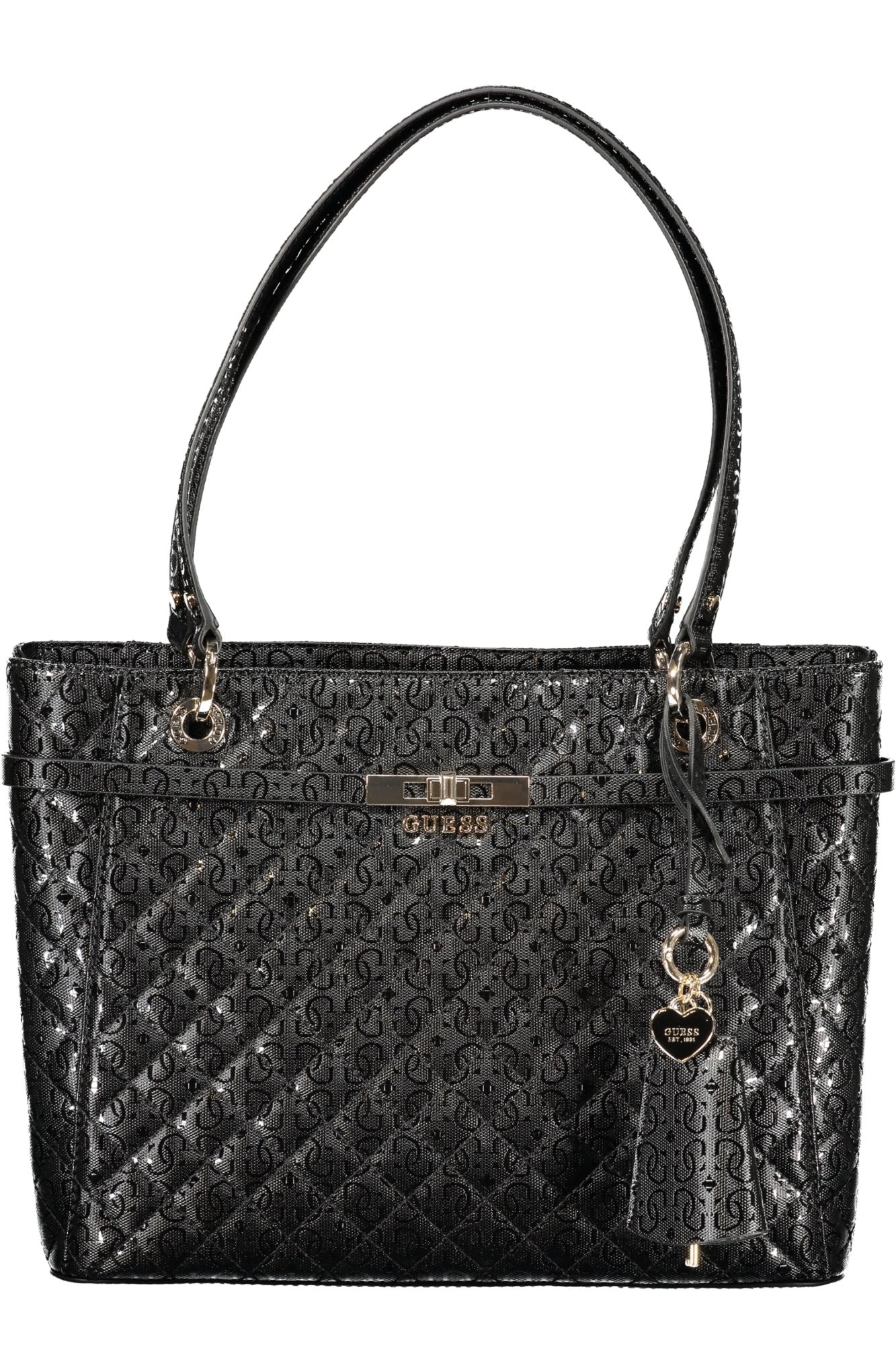 GG815725_NEBLACK – Elegante schwarze Damentasche mit Fächern & Schlüsselanhänger – Größe: UNI – Farbe: Nero