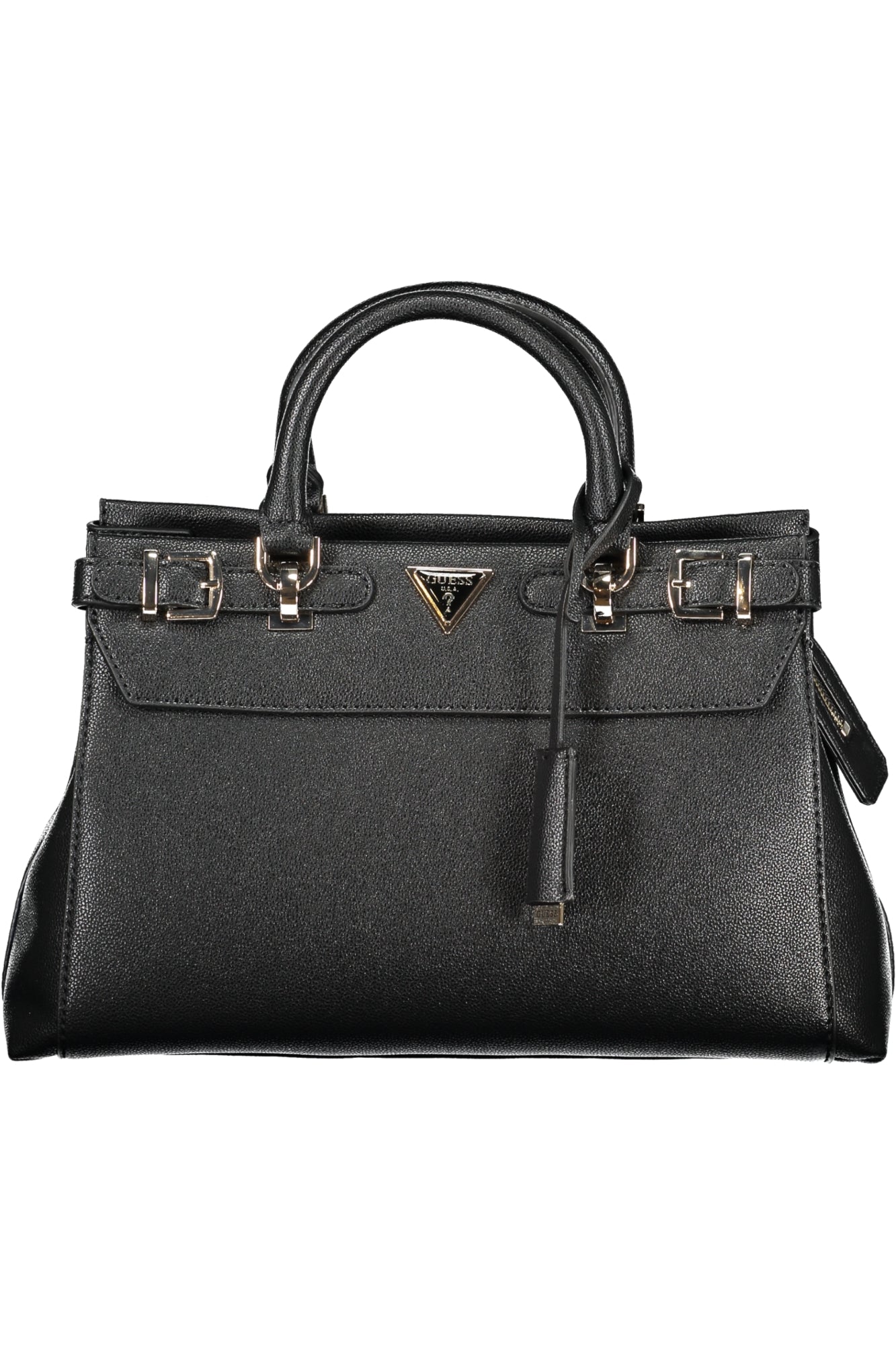 EBG951105_NEBLACK – Stylische Damenhandtasche in Schwarz aus Eco-Leder mit vielen Fächern – Größe: UNI – Farbe: Nero