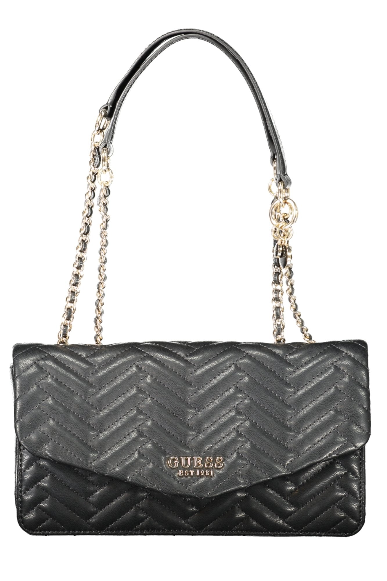 QG950821_NEBLACK – Schwarze Damenschultertasche mit Kettenriemen und Kartenfach – Größe: UNI – Farbe: Nero