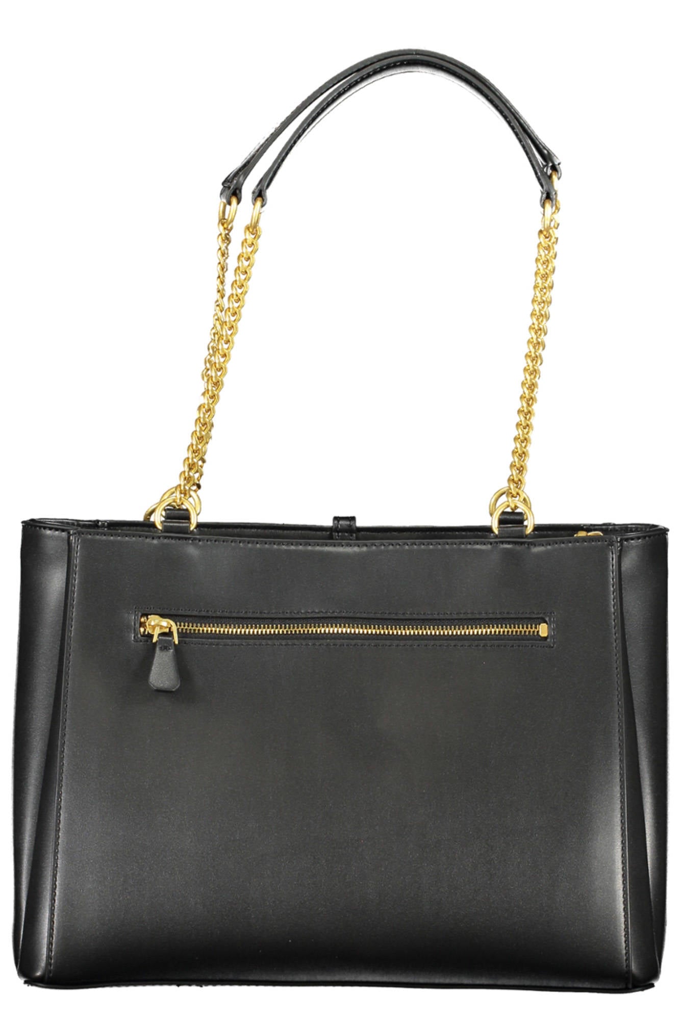 VA877323_NERO_BLACK – Elegante Damen-Handtasche in Schwarz mit Kettenhenkeln und Kontrastdetails – Größe: UNI – Farbe: Nero